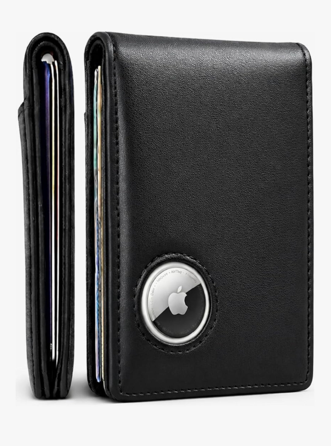 Men's RFID Leather Bifold Wallet with AirTag Holder - Secure & Slim