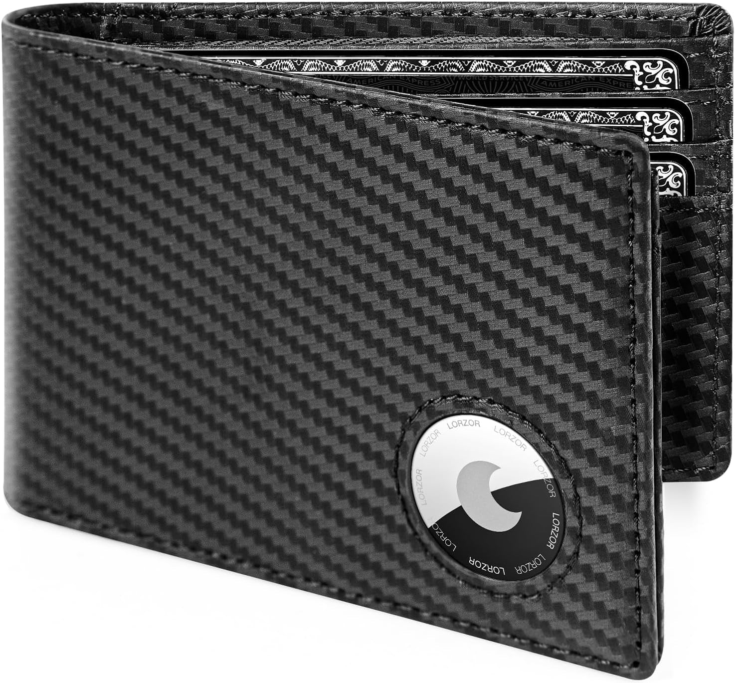 Men's RFID Leather Wallet with AirTag Holder - Slim Bifold Design