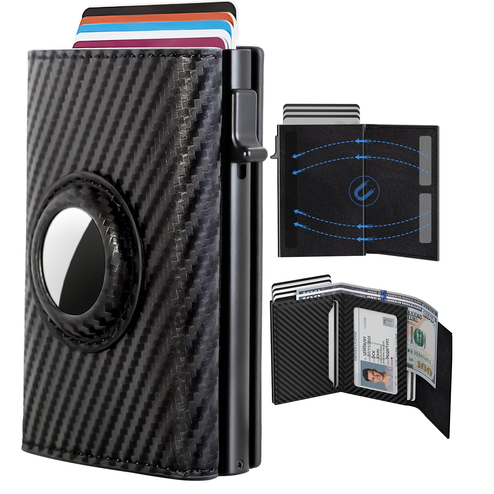 Men's Slim AirTag Wallet – RFID Blocking Leather Card Holder