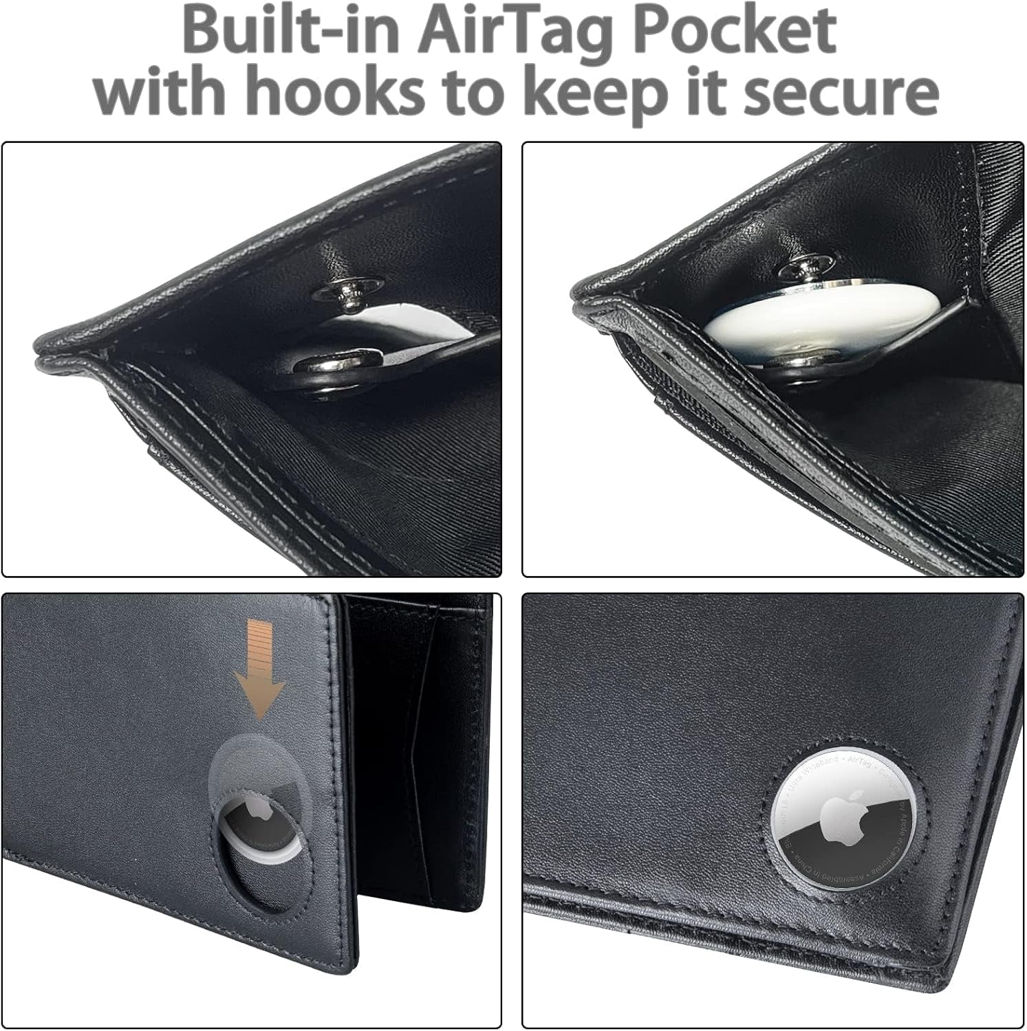 Men's Slim Leather AirTag Wallet – RFID Blocking, Holds 12 Cards - Abbycart