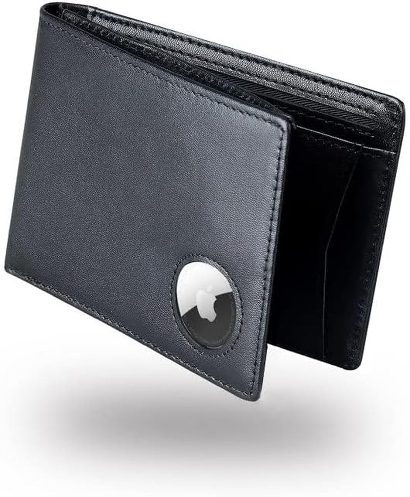 Men's Slim Leather AirTag Wallet – RFID Blocking, Holds 12 Cards - Abbycart