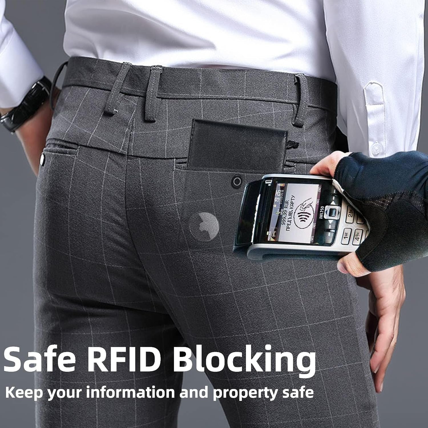 Men's Slim Leather AirTag Wallet – RFID Blocking, Holds 12 Cards - Abbycart