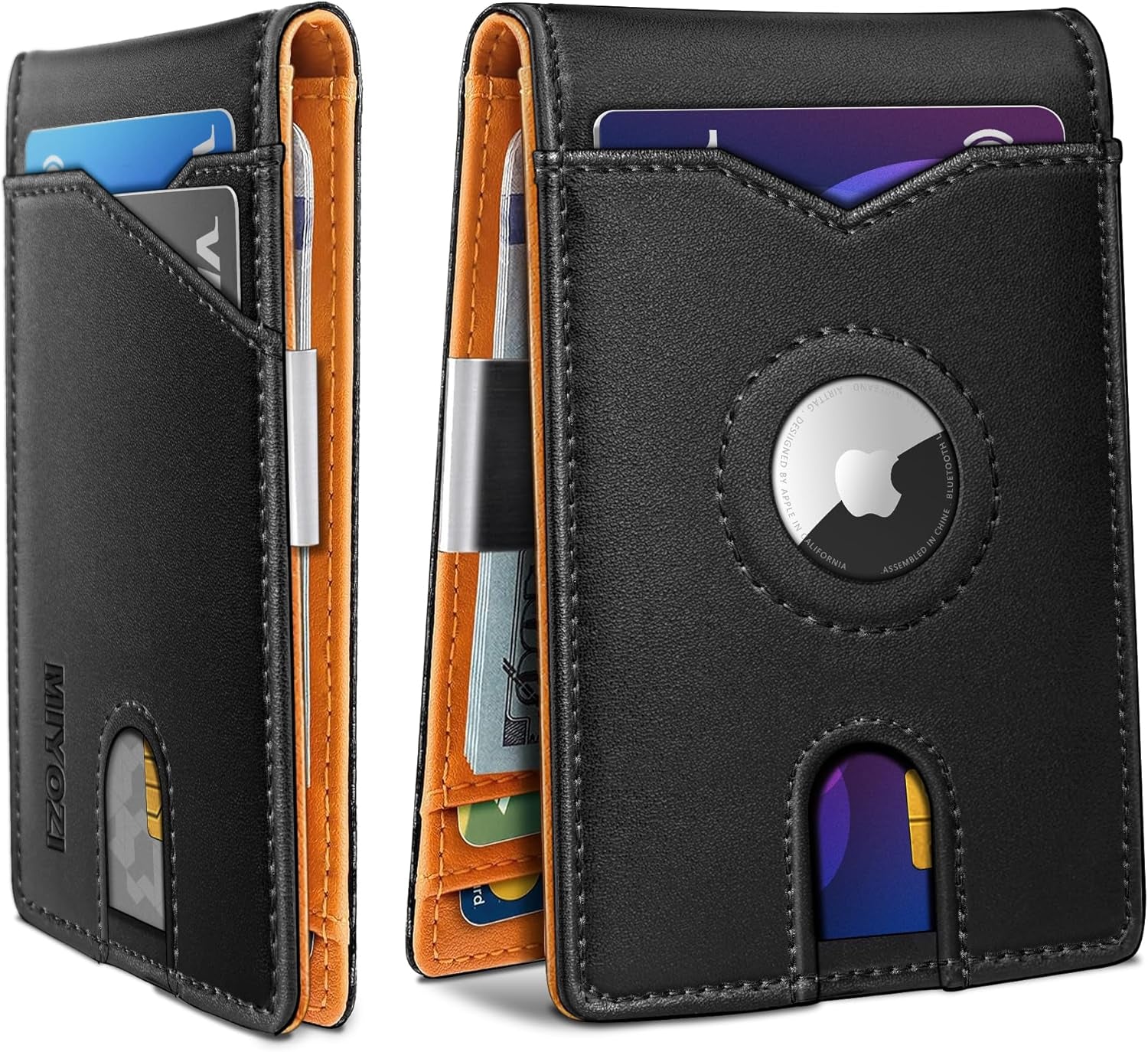 Men's Slim Leather AirTag Wallet with RFID Blocking & Money Clip - Abbycart