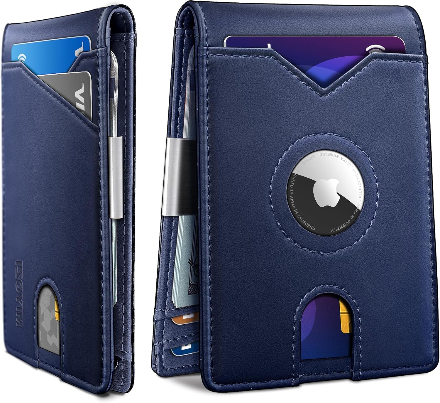 Men's Slim Leather AirTag Wallet with RFID Blocking & Money Clip - Abbycart