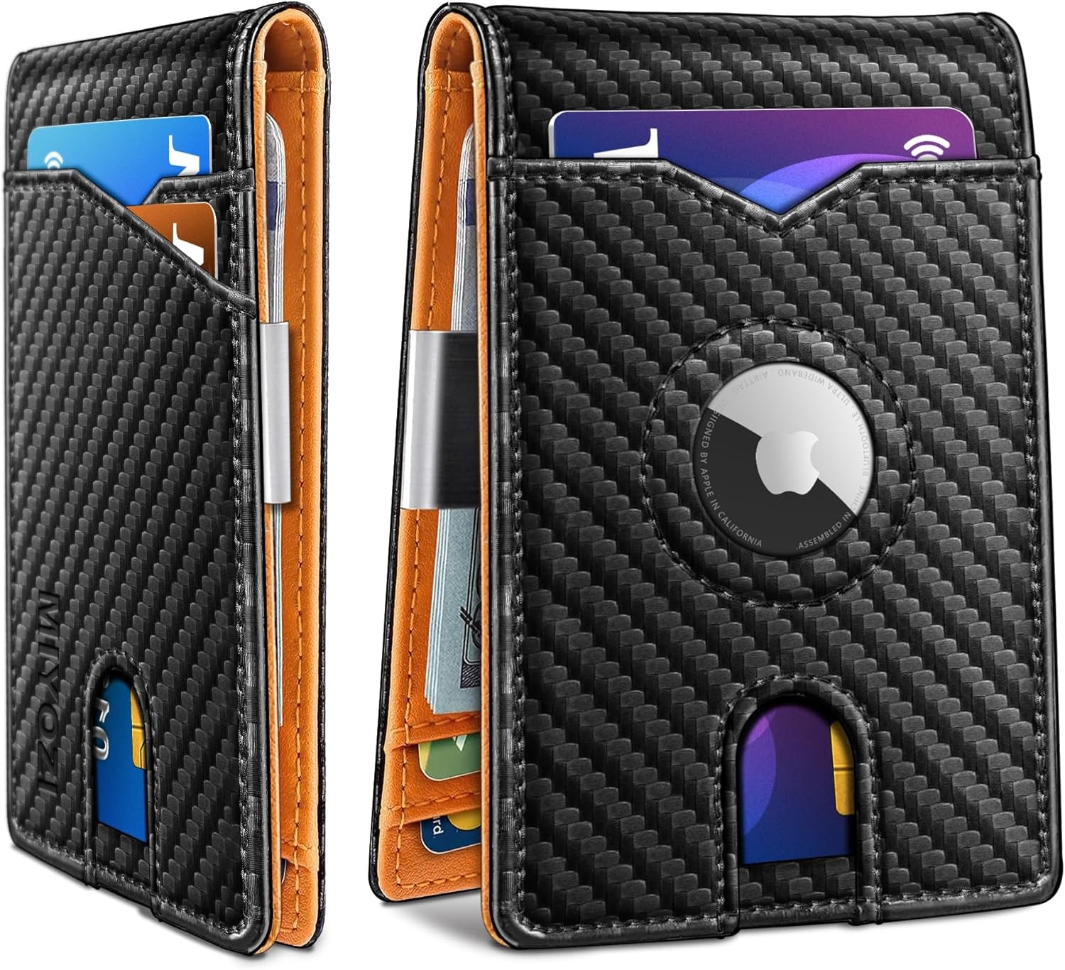 Men's Slim Leather AirTag Wallet with RFID Blocking & Money Clip - Abbycart