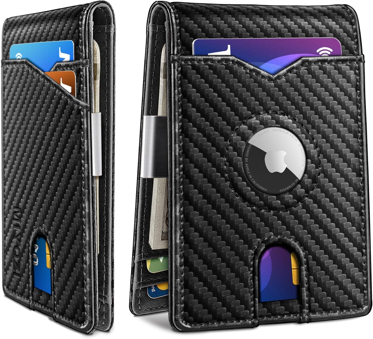 Men's Slim Leather AirTag Wallet with RFID Blocking & Money Clip - Abbycart