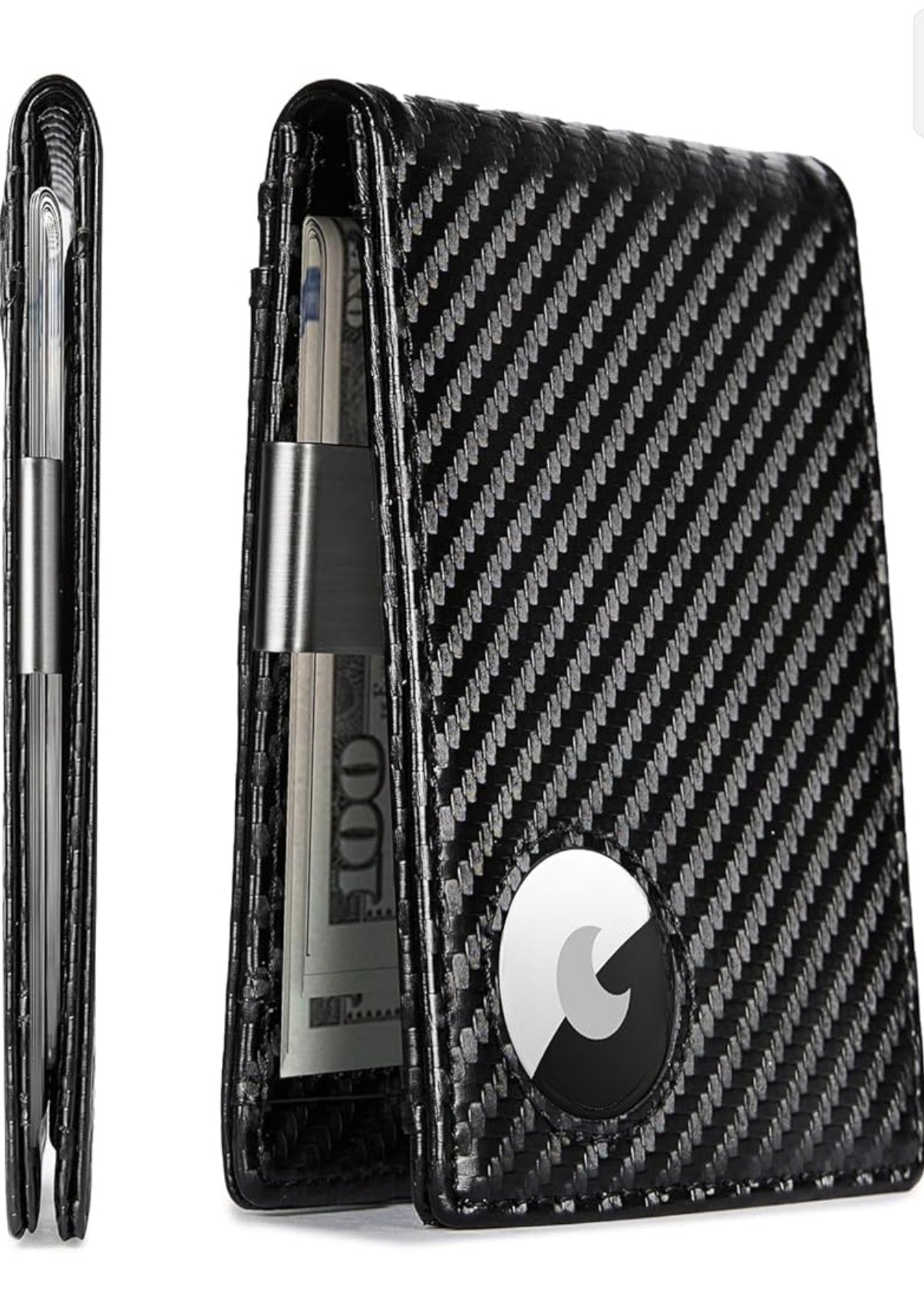 Men's Slim Leather Wallet with Built-in AirTag Holder - RFID Blocking Bifold Wallet