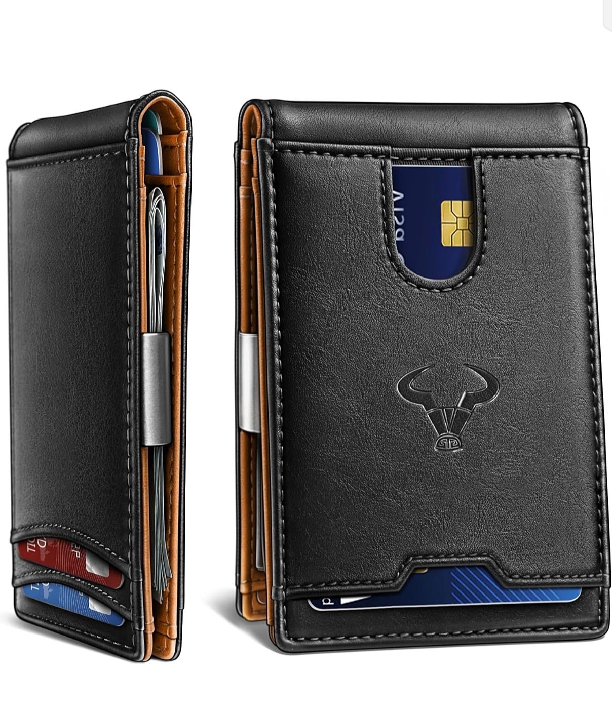 Men's Slim RFID Blocking AirTag Wallet – Genuine Leather Bifold with Card Holder