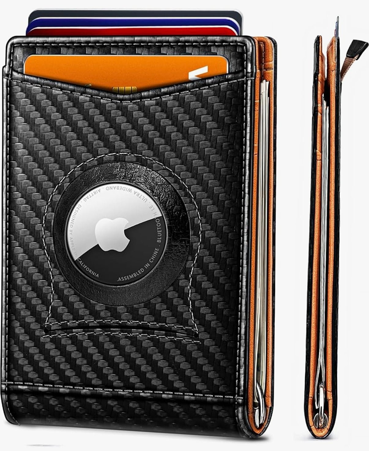 Men's Slim RFID Blocking AirTag Wallet – Genuine Leather Bifold with Card Holder