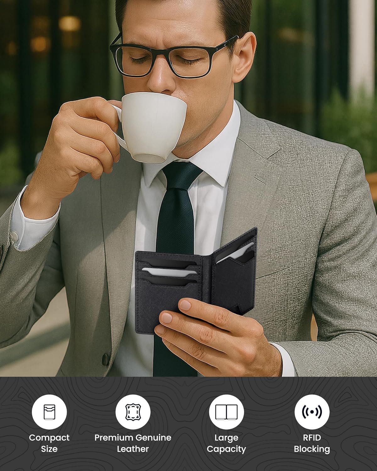 Men’s Slim RFID Leather Wallet with Money Clip – Front Pocket Design - Abbycart