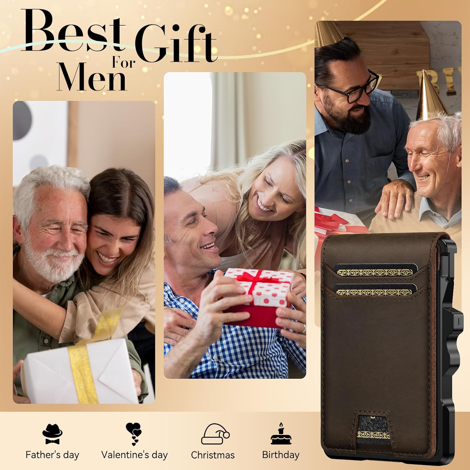 Men’s Slim RFID Leather Wallet with Pop - Up Card Holder - Abbycart