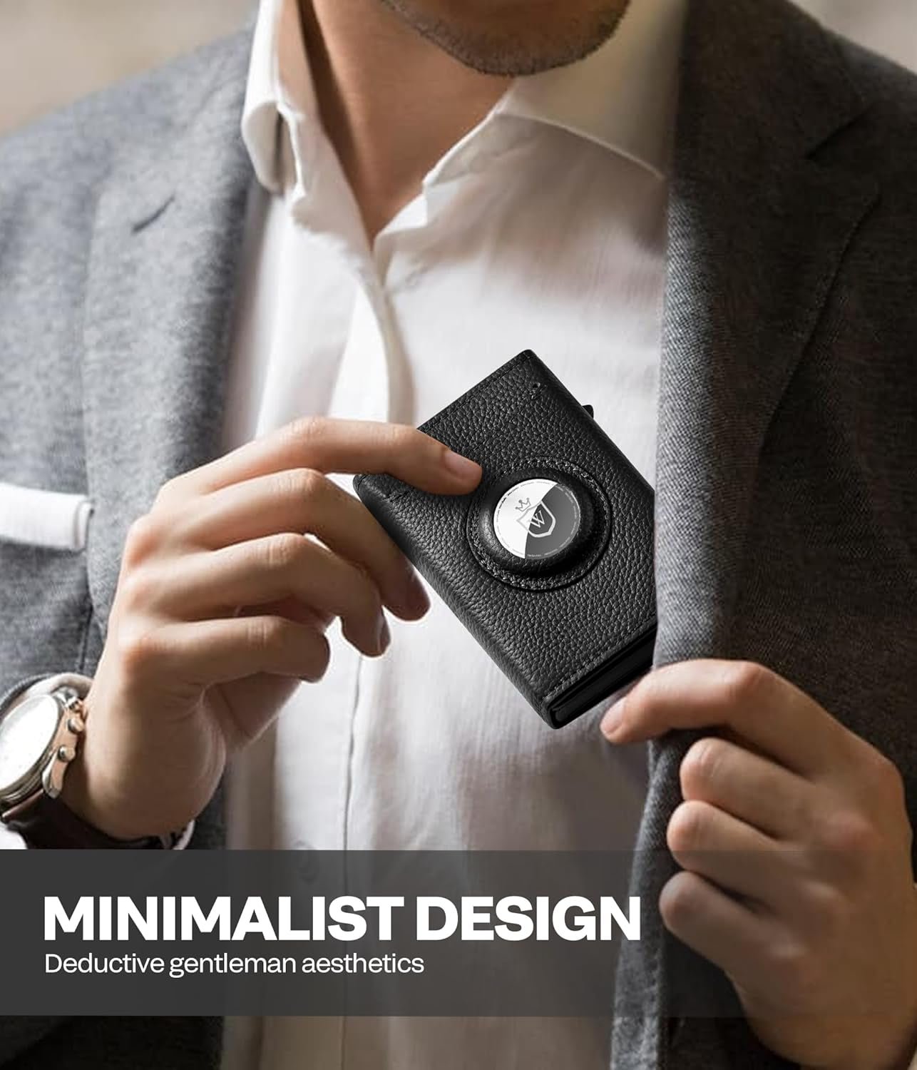 Mens Slim RFID Wallet with AirTag Holder – Minimalist Leather Pop - Up Card Holder, 9 - 14 Capacity - Abbycart