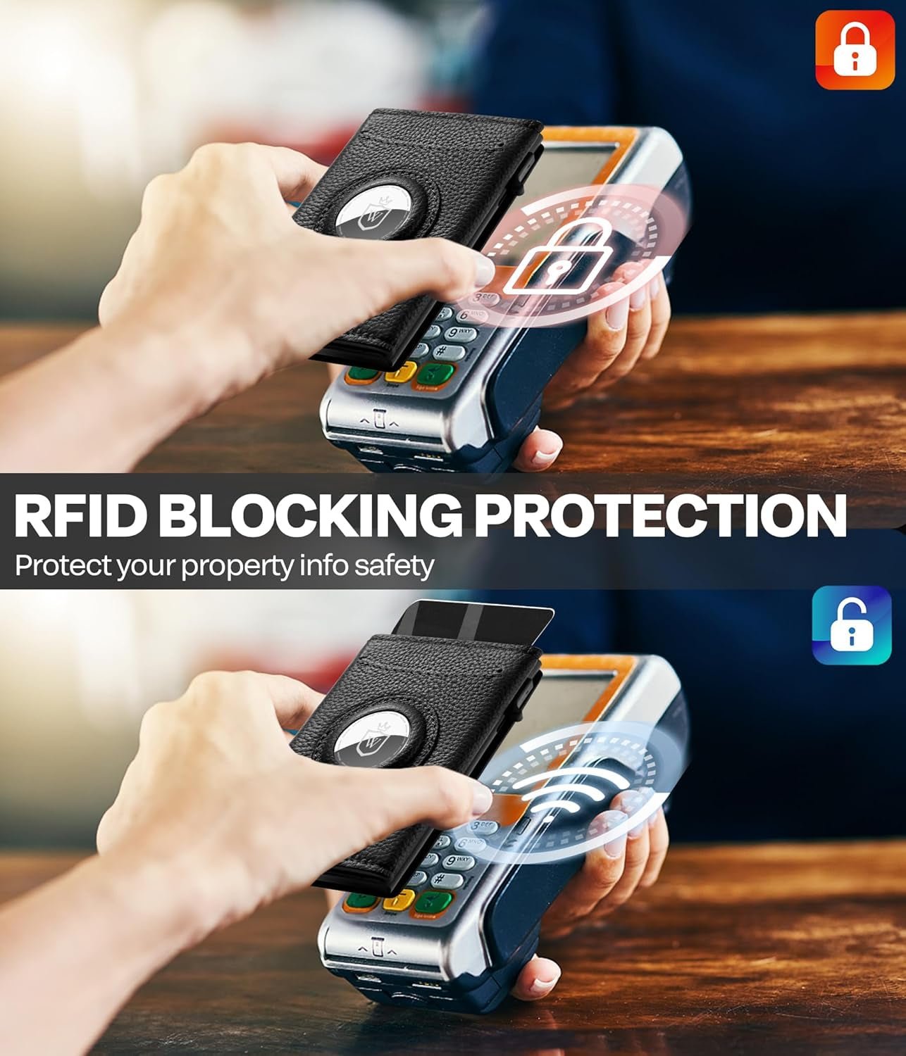 Mens Slim RFID Wallet with AirTag Holder – Minimalist Leather Pop - Up Card Holder, 9 - 14 Capacity - Abbycart