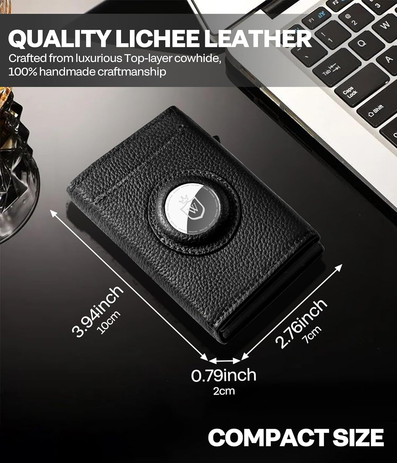 Mens Slim RFID Wallet with AirTag Holder – Minimalist Leather Pop - Up Card Holder, 9 - 14 Capacity - Abbycart