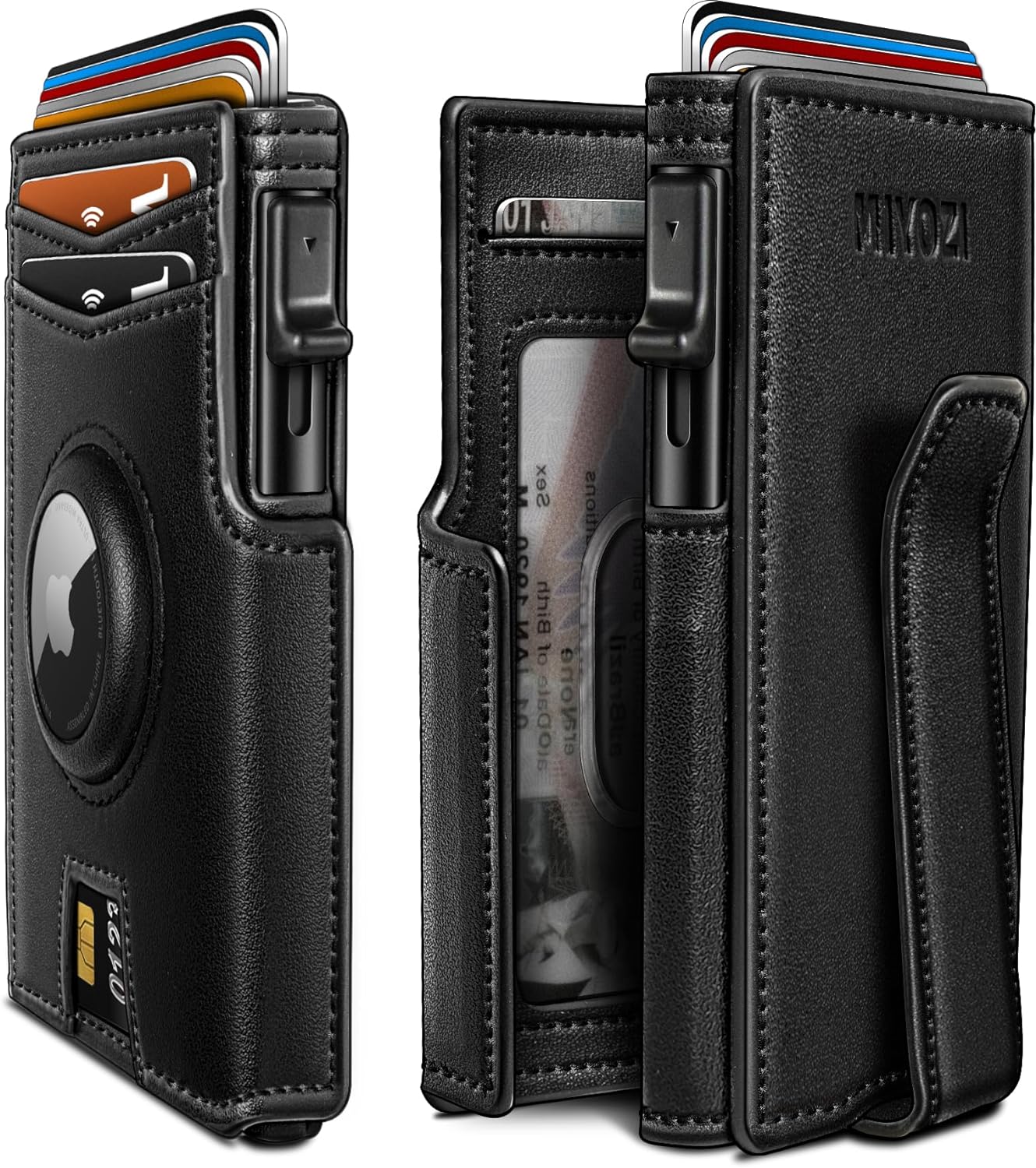 Men's Slim RFID Wallet with AirTag Holder - Secure & Stylish Leather Design