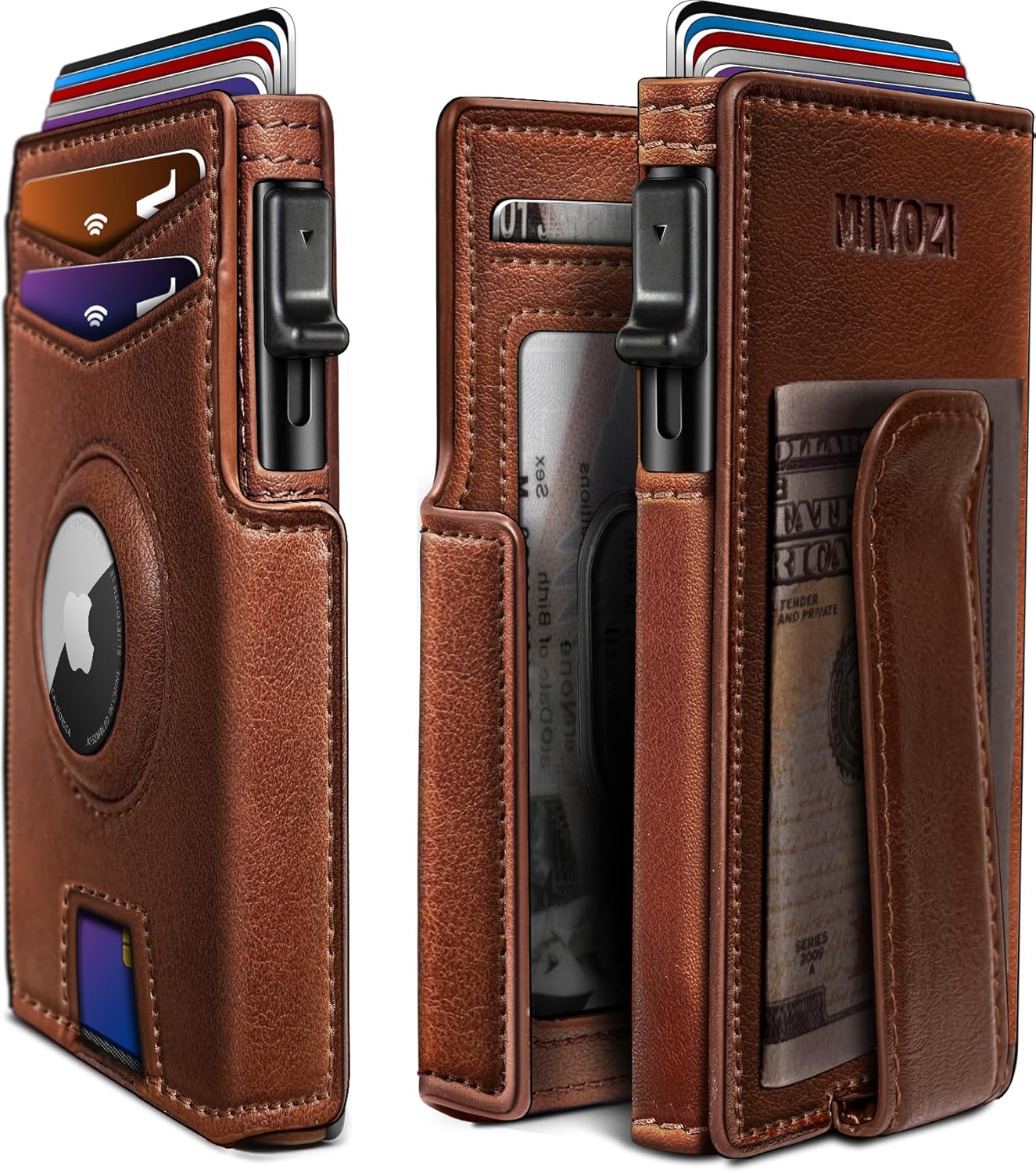 Men's Slim RFID Wallet with AirTag Holder - Secure & Stylish Leather Design - Abbycart