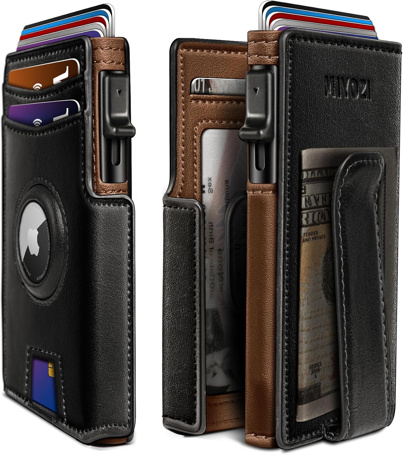 Men's Slim RFID Wallet with AirTag Holder - Secure & Stylish Leather Design