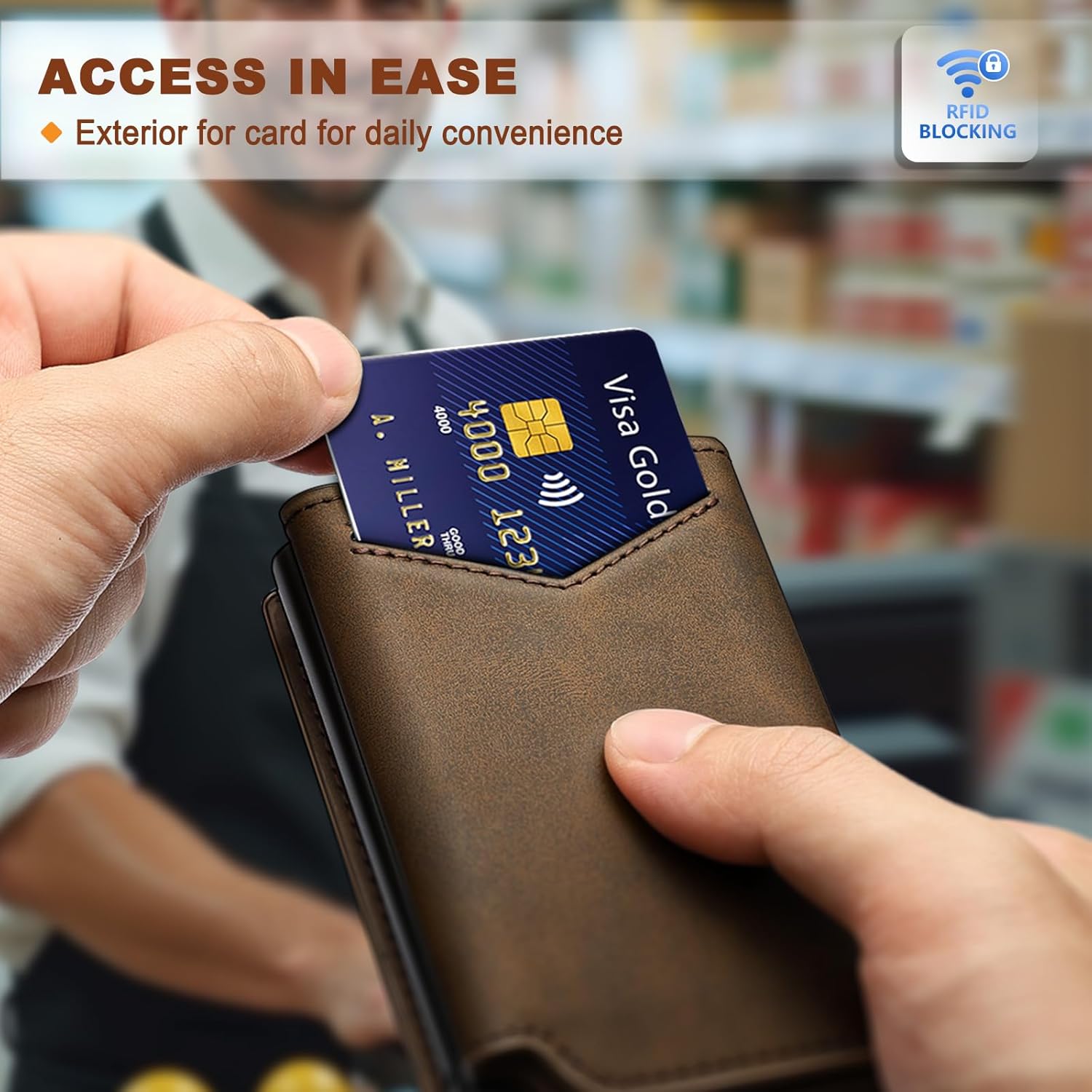 Men’s Slim RFID Wallet with Money Clip – Magnetic Pop - Up Card Holder - Abbycart