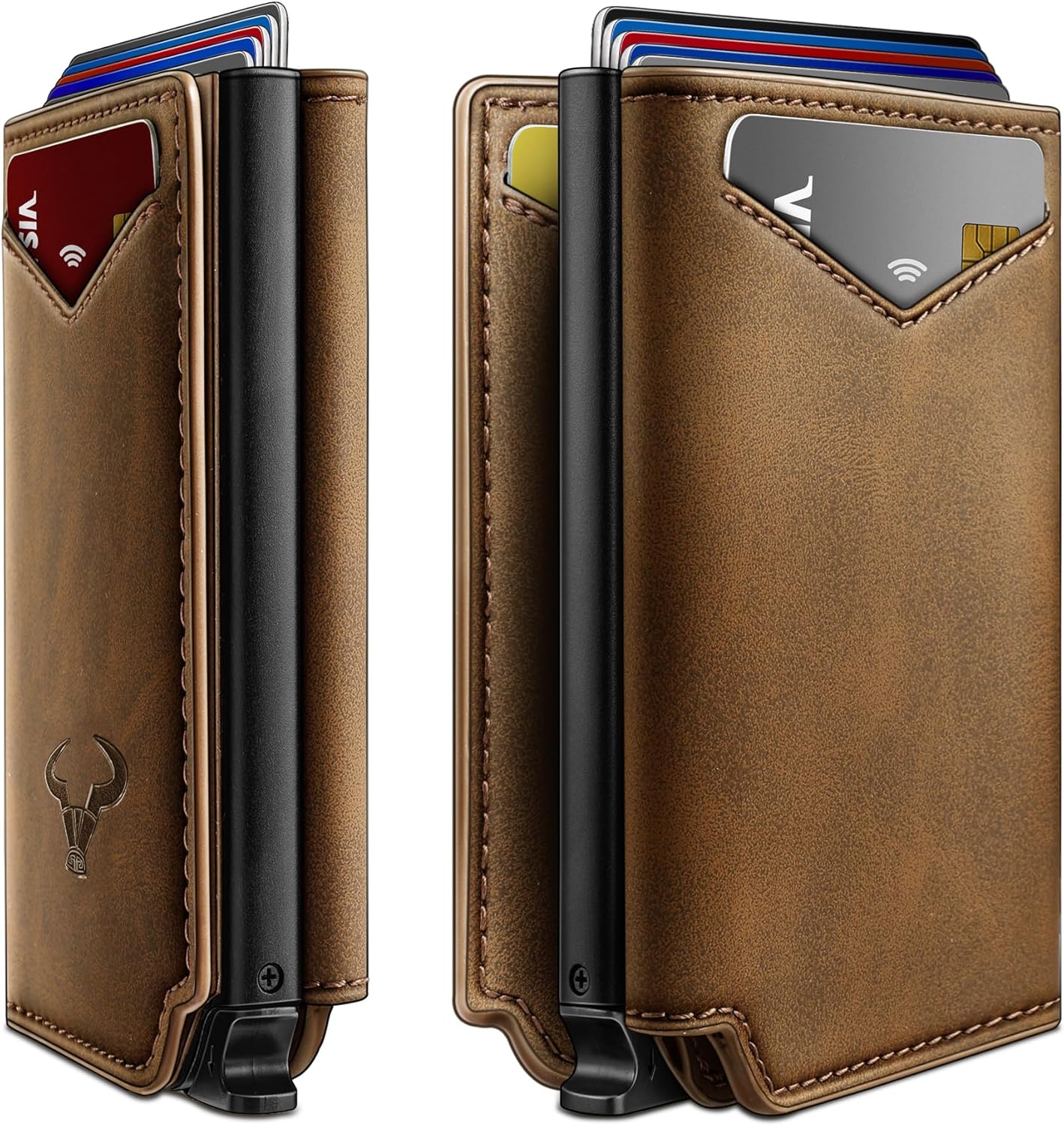 Men’s Slim RFID Wallet with Money Clip – Magnetic Pop-Up Card Holder