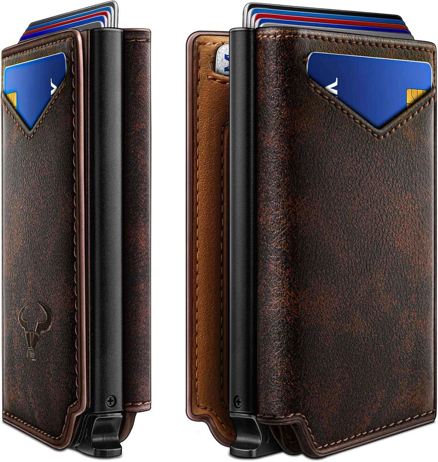 Men’s Slim RFID Wallet with Money Clip – Magnetic Pop-Up Card Holder