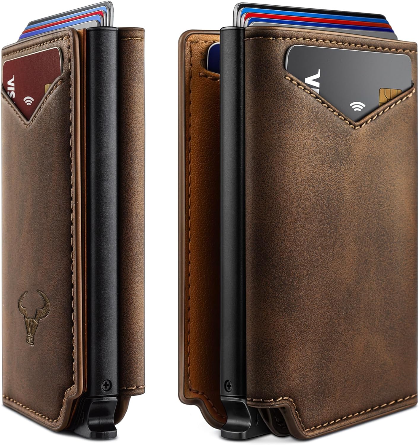 Men’s Slim RFID Wallet with Money Clip – Magnetic Pop-Up Card Holder