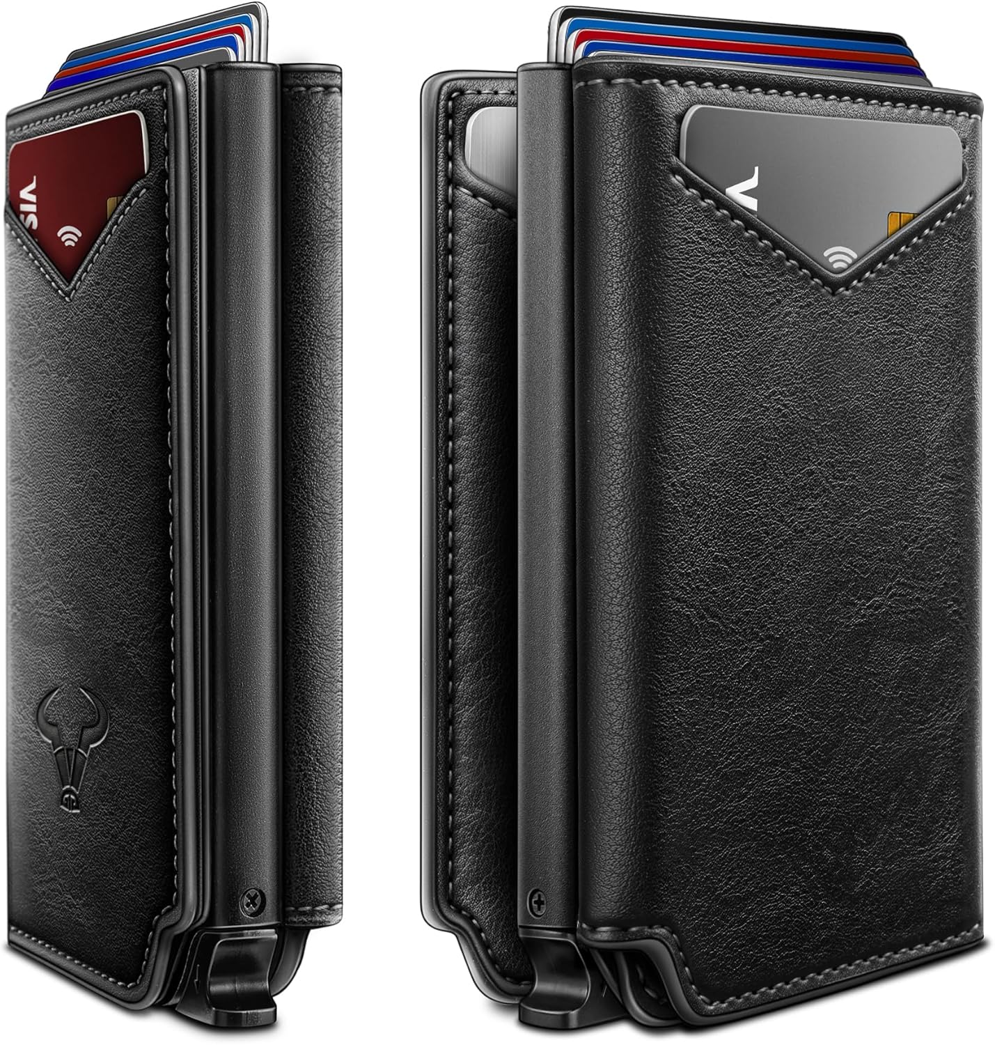 Men’s Slim RFID Wallet with Money Clip – Magnetic Pop-Up Card Holder