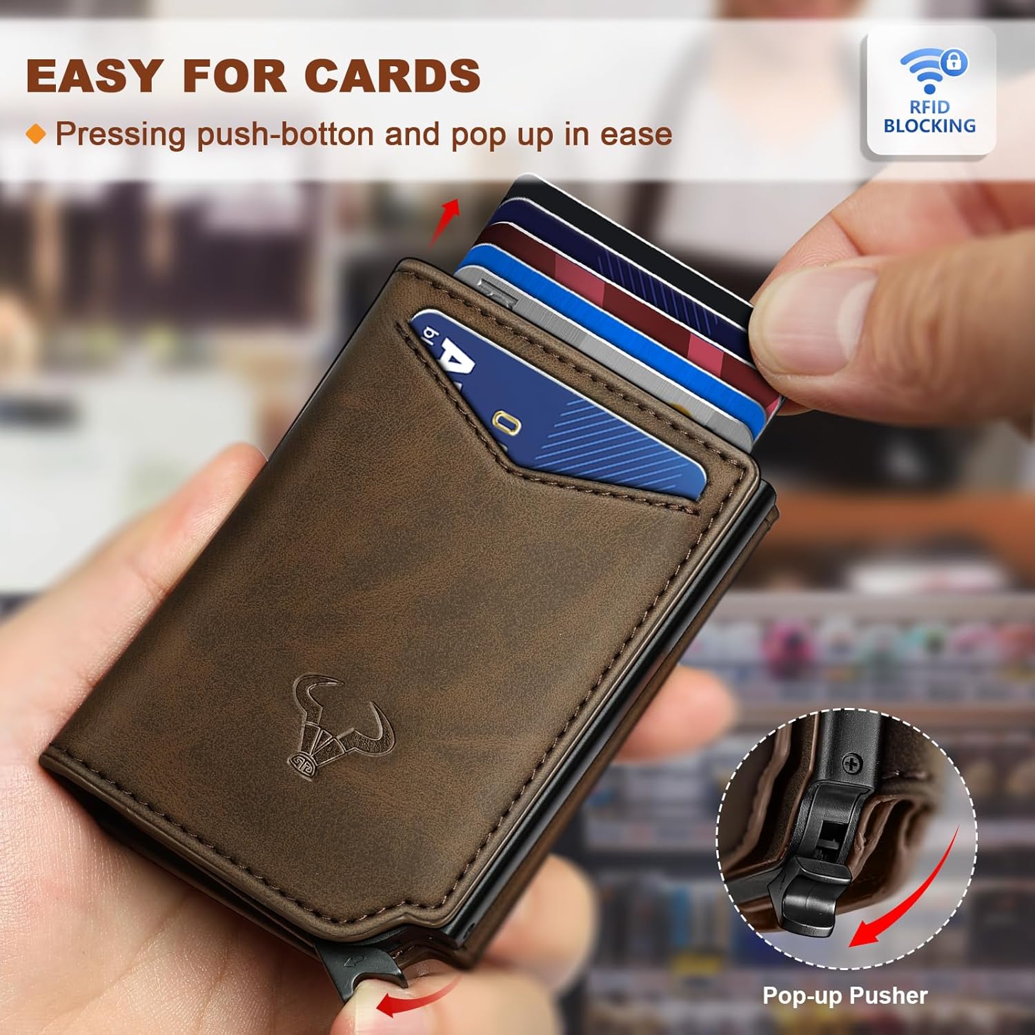Men’s Slim RFID Wallet with Money Clip – Magnetic Pop - Up Card Holder - Abbycart