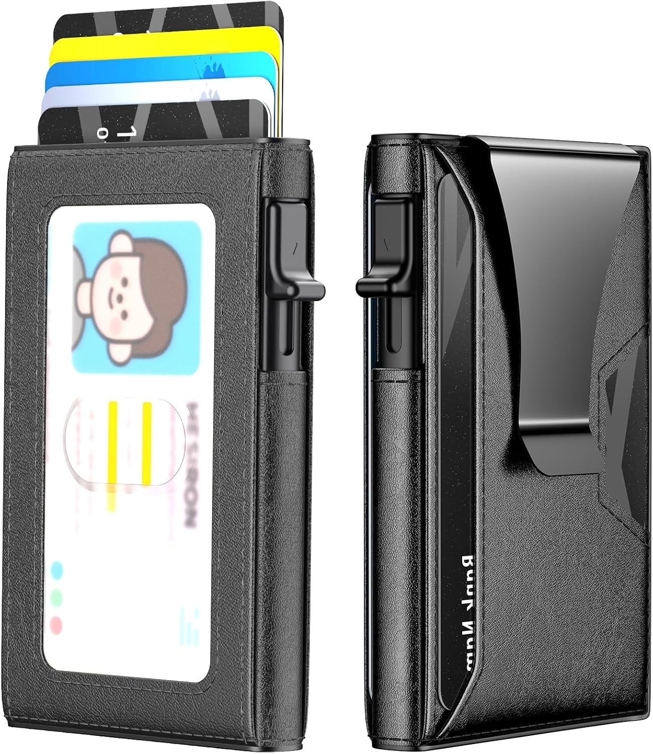 Men’s Slim RFID Wallet with Pop-Up Card Holder & Money Clip