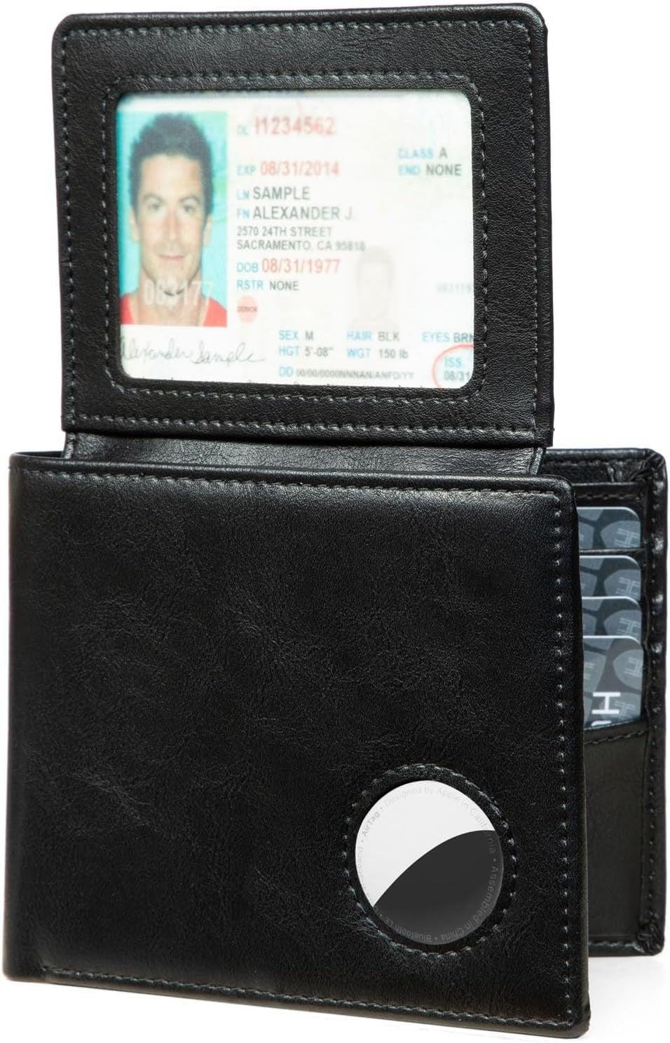Minimalist Airtag Wallet for Men – RFID Blocking Leather Wallet with AirTag Holder - Abbycart
