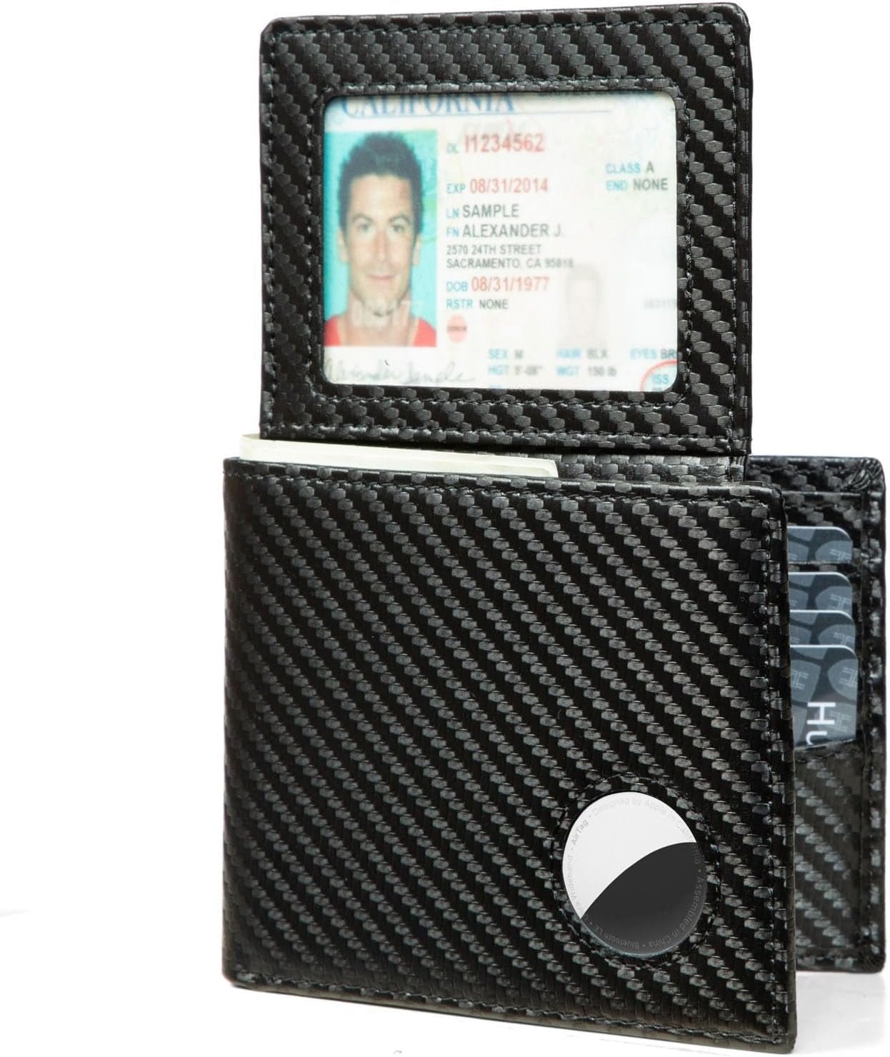Minimalist Airtag Wallet for Men – RFID Blocking Leather Wallet with AirTag Holder - Abbycart