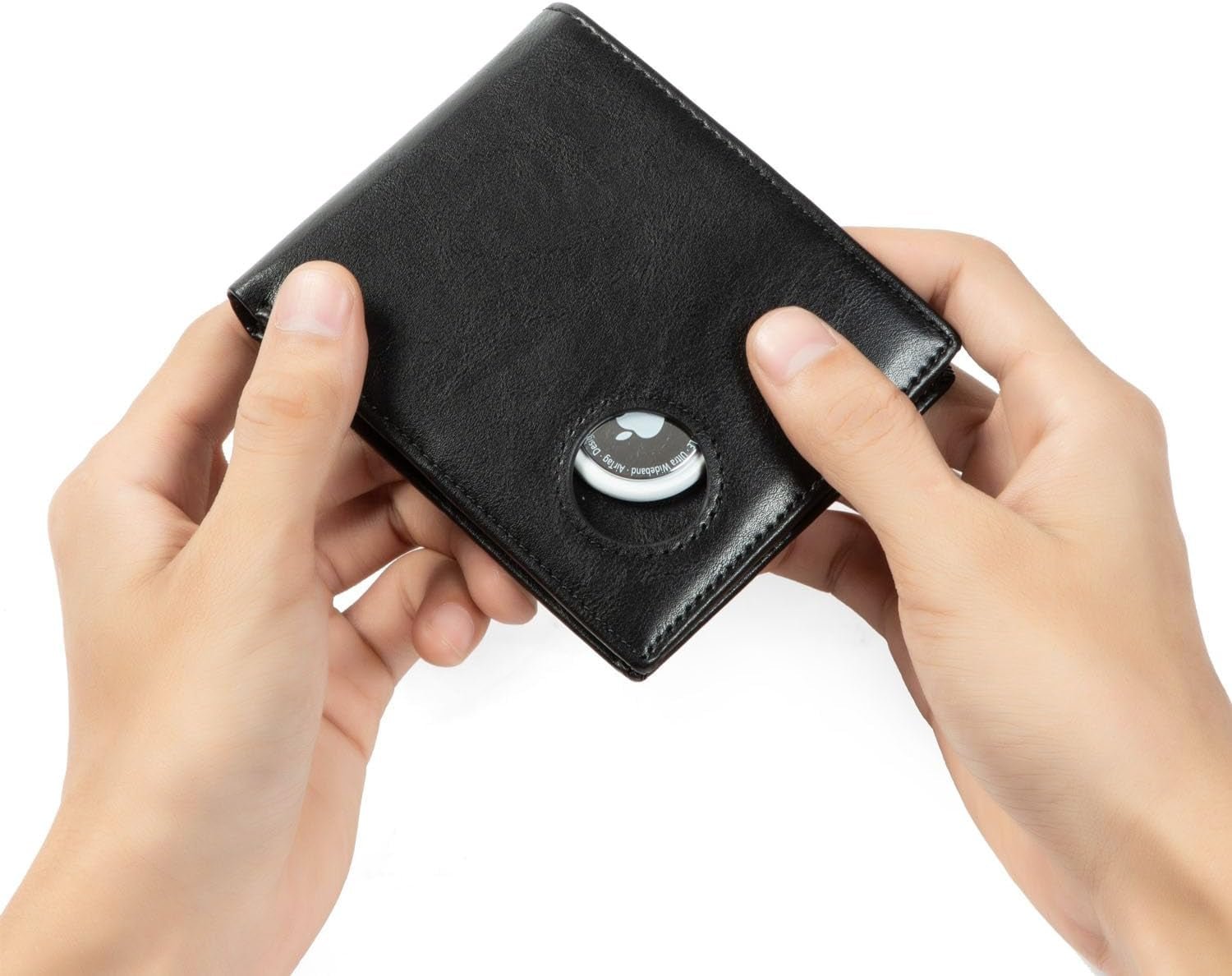 Minimalist Airtag Wallet for Men – RFID Blocking Leather Wallet with AirTag Holder - Abbycart