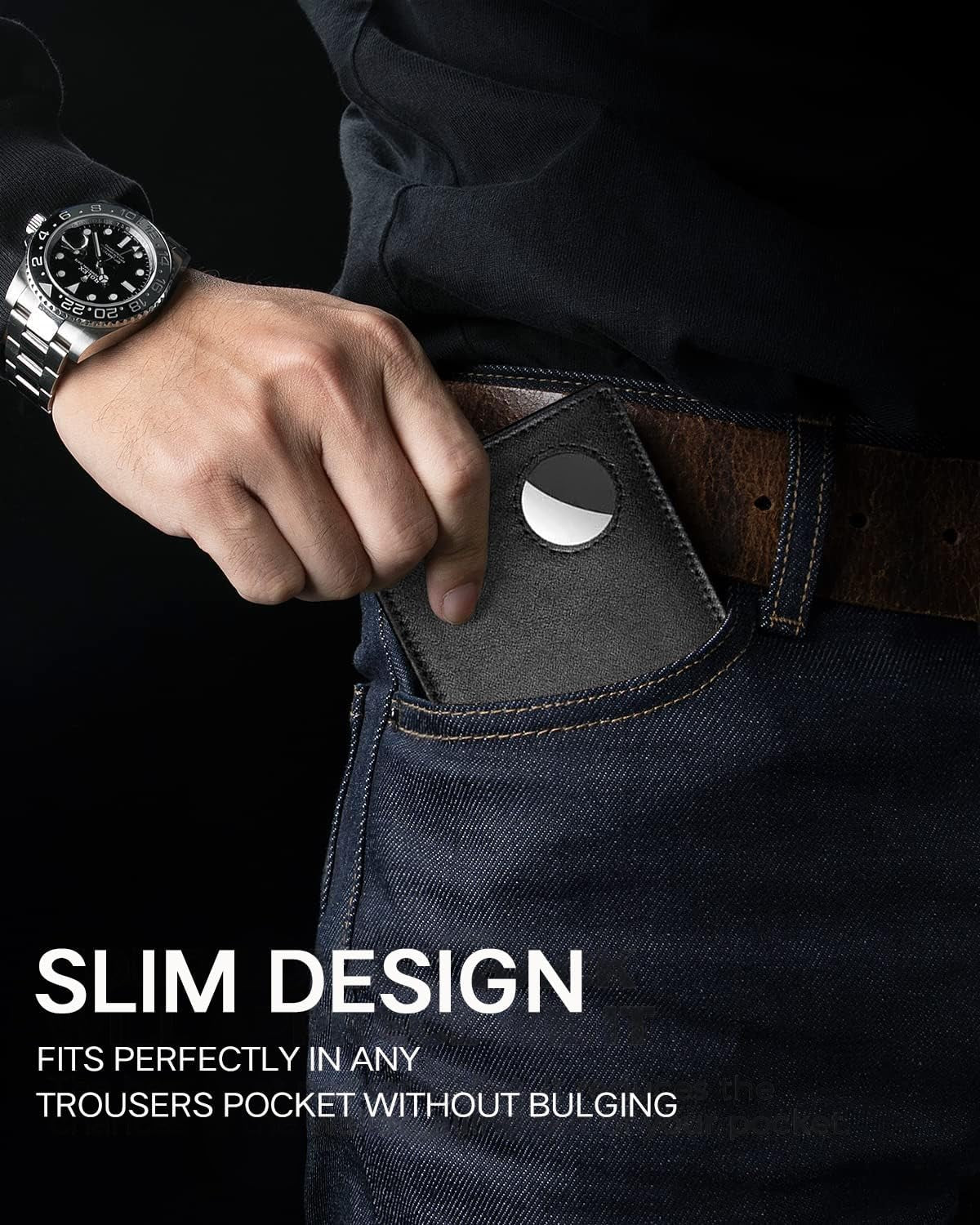 Minimalist Airtag Wallet for Men – RFID Blocking Leather Wallet with AirTag Holder - Abbycart