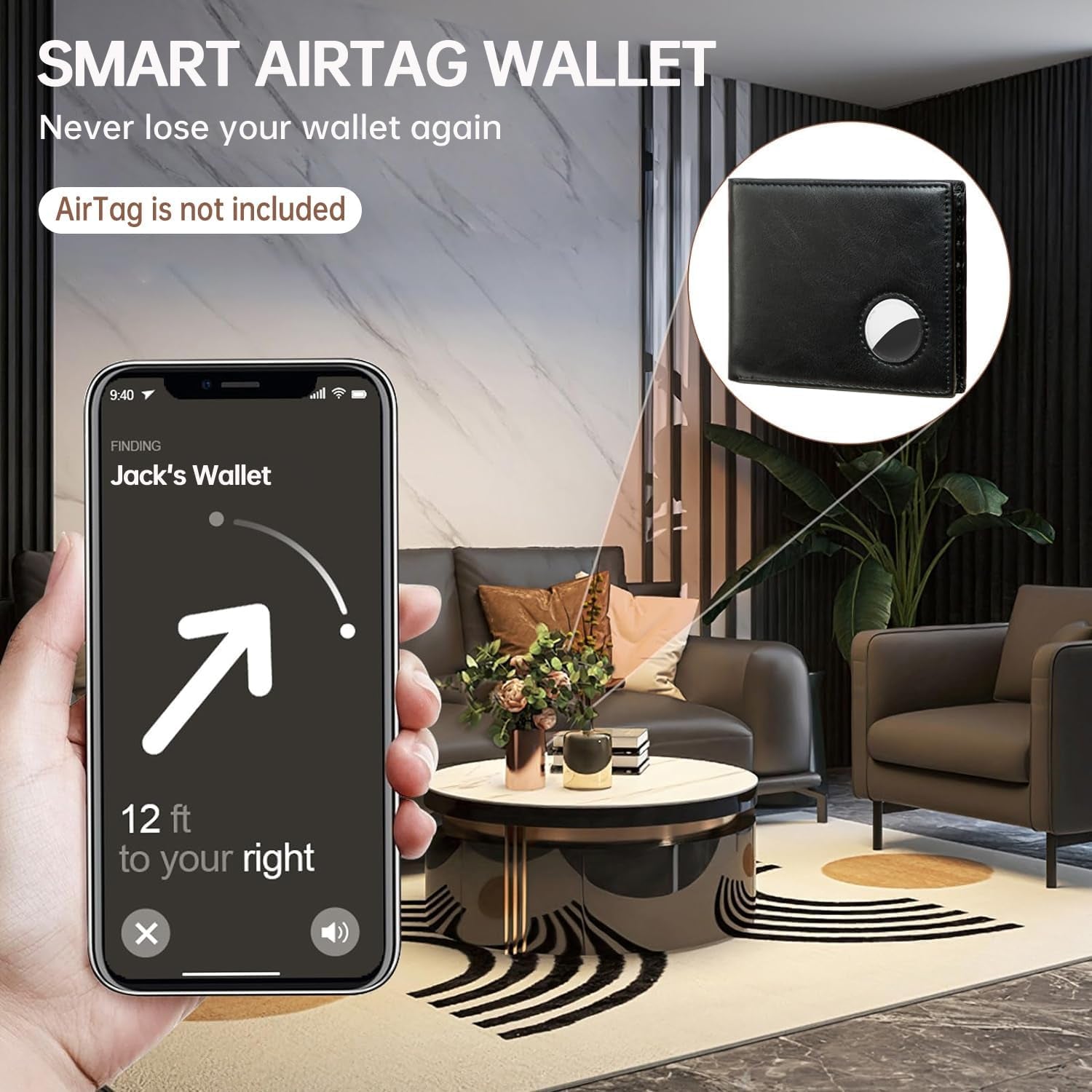 Minimalist Airtag Wallet for Men – RFID Blocking Leather Wallet with AirTag Holder - Abbycart