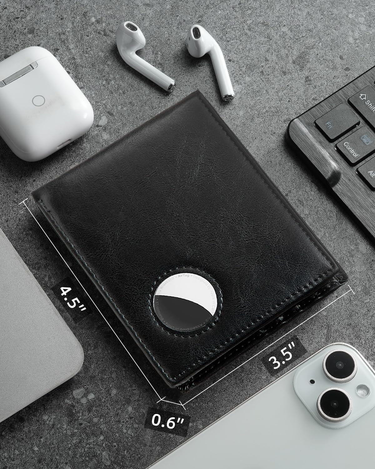 Minimalist Airtag Wallet for Men – RFID Blocking Leather Wallet with AirTag Holder - Abbycart