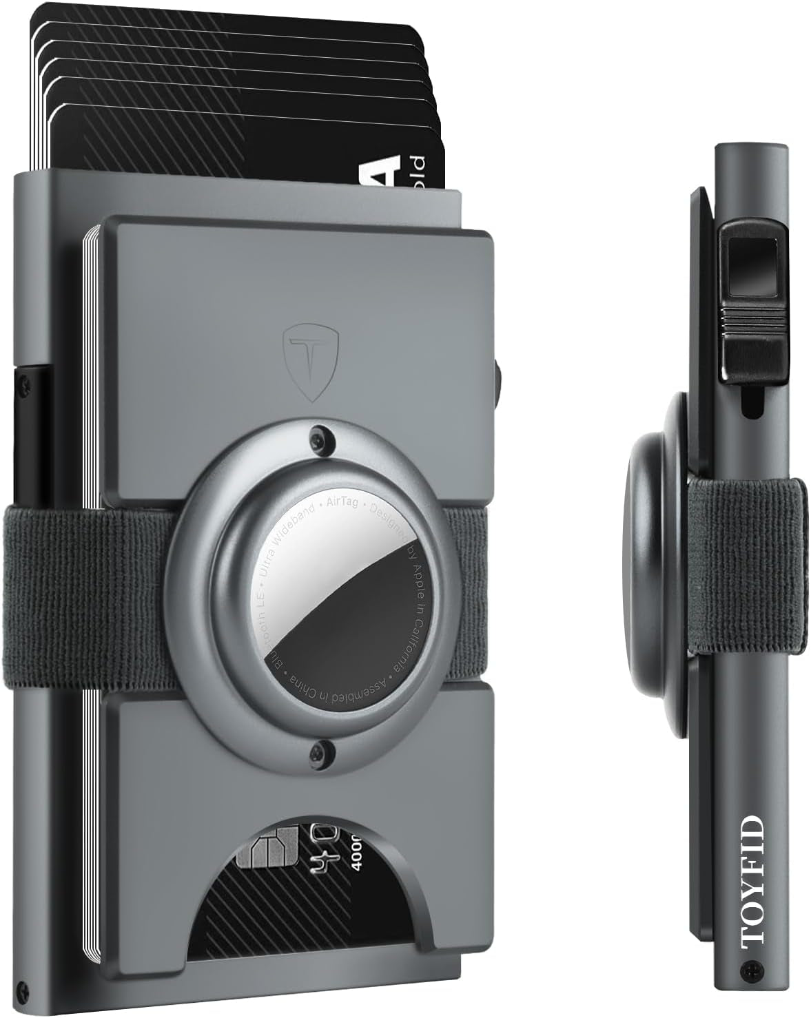 Minimalist Airtag Wallet for Men - Slim RFID Blocking Metal Card Holder with Pop - Up Mechanism, Holds 12+ Cards - Abbycart