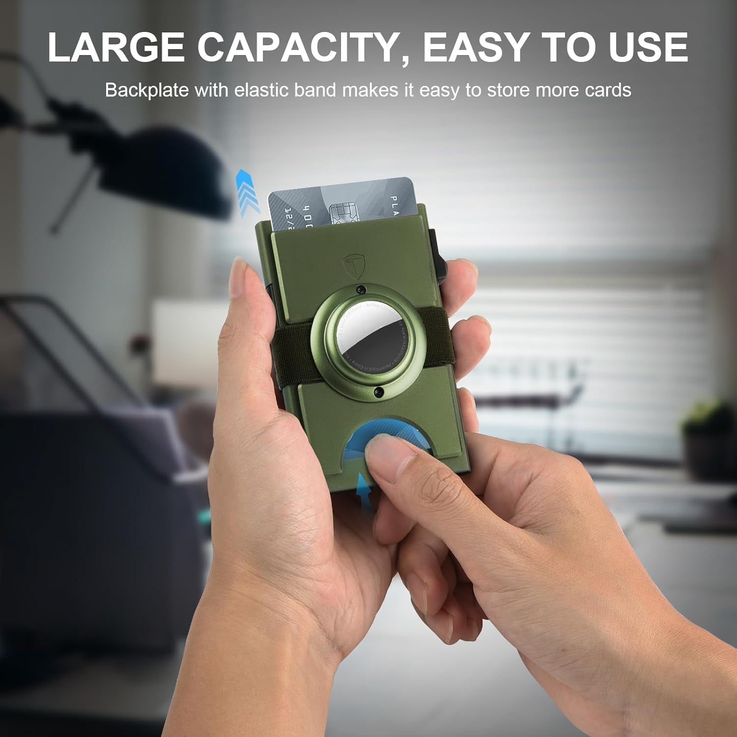 Minimalist Airtag Wallet for Men - Slim RFID Blocking Metal Card Holder with Pop - Up Mechanism, Holds 12+ Cards - Abbycart