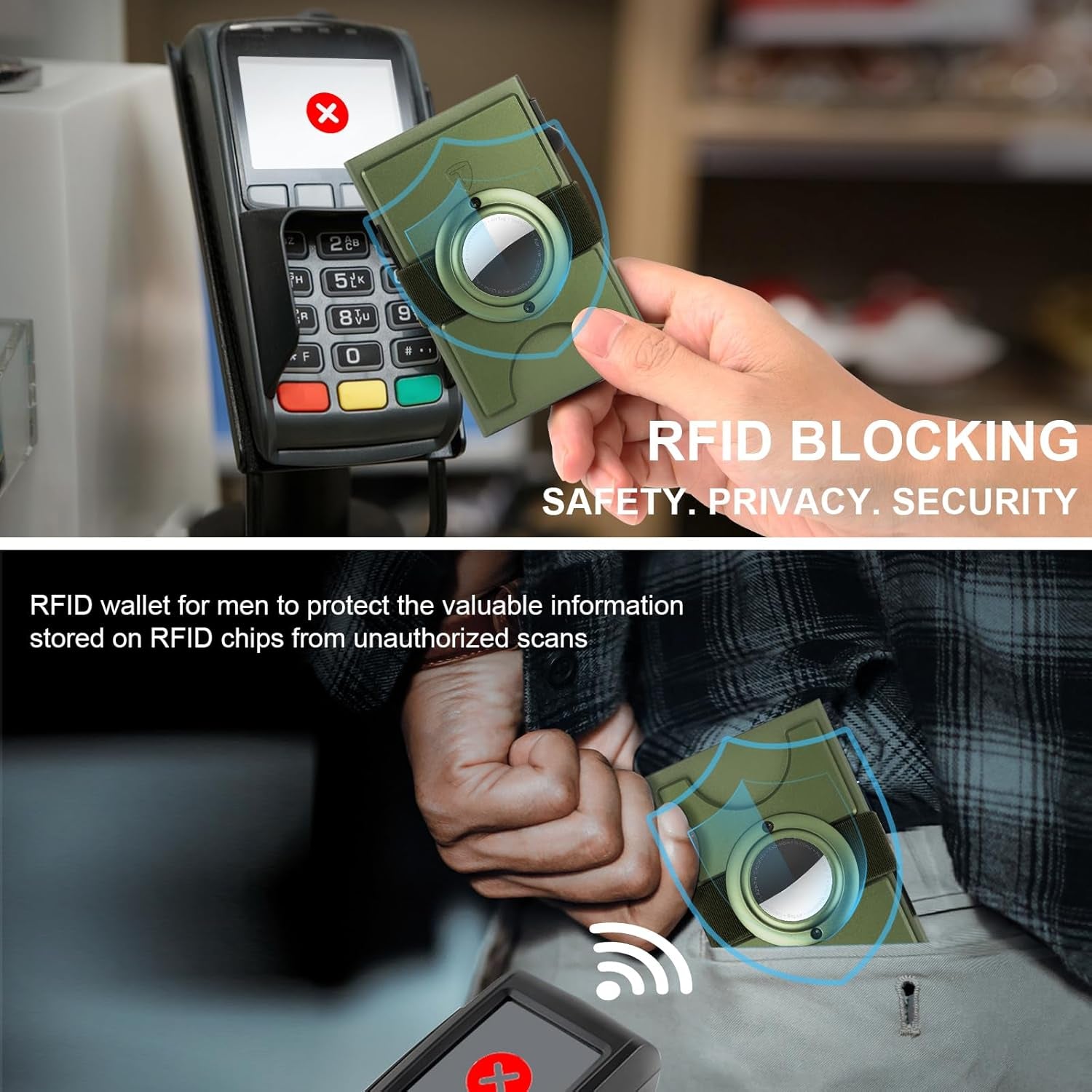 Minimalist Airtag Wallet for Men - Slim RFID Blocking Metal Card Holder with Pop - Up Mechanism, Holds 12+ Cards - Abbycart