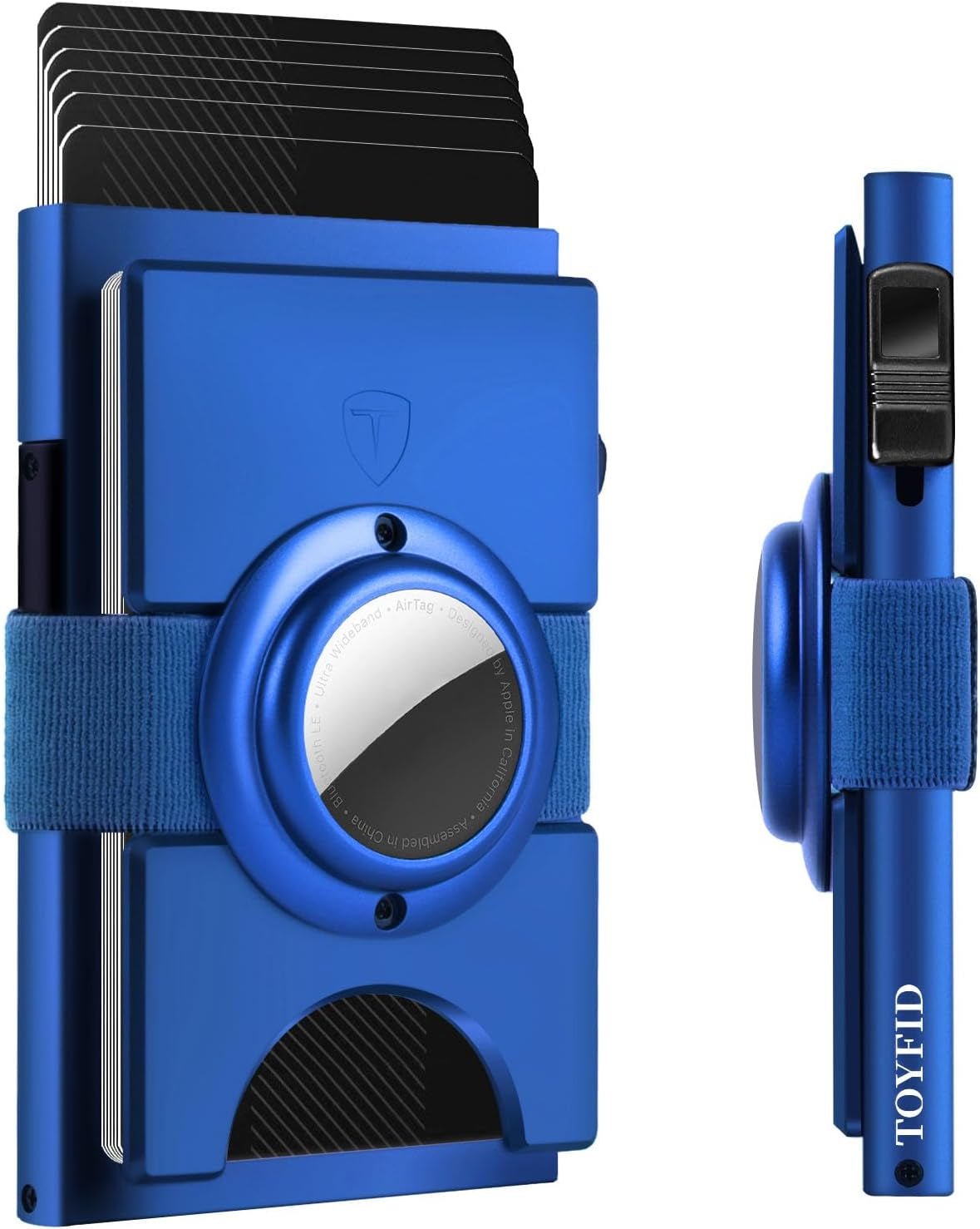 Minimalist Airtag Wallet for Men - Slim RFID Blocking Metal Card Holder with Pop - Up Mechanism, Holds 12+ Cards - Abbycart