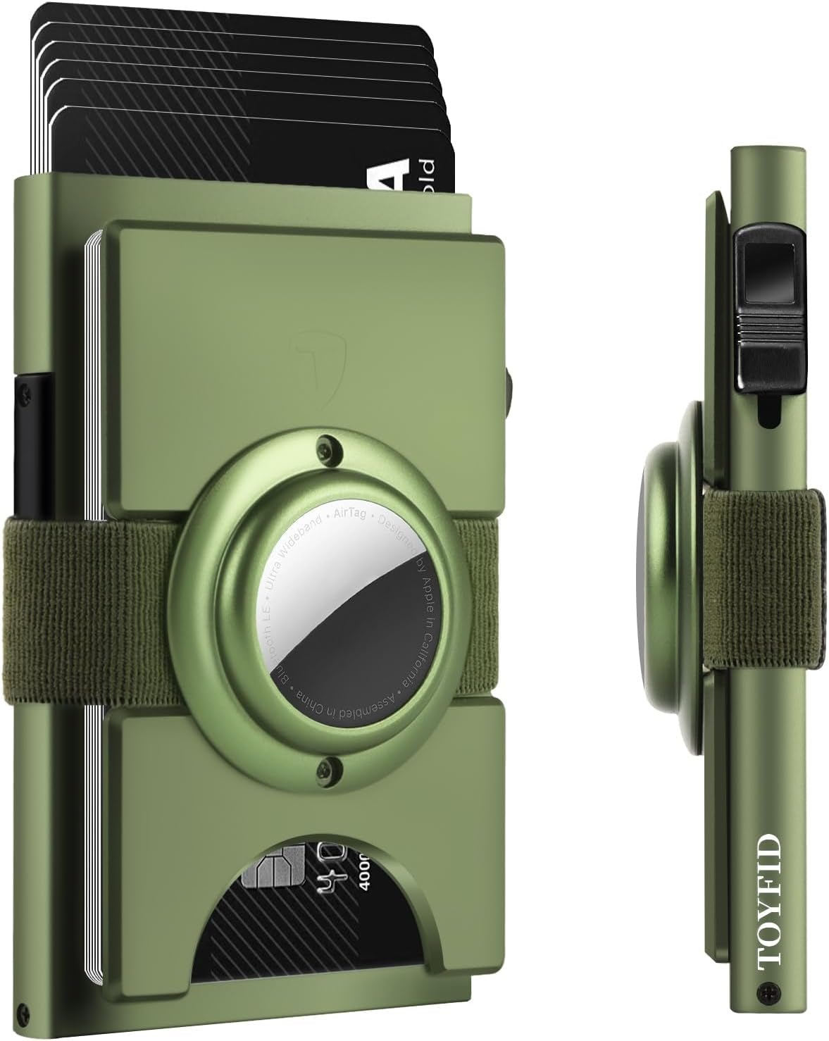 Minimalist Airtag Wallet for Men - Slim RFID Blocking Metal Card Holder with Pop - Up Mechanism, Holds 12+ Cards - Abbycart