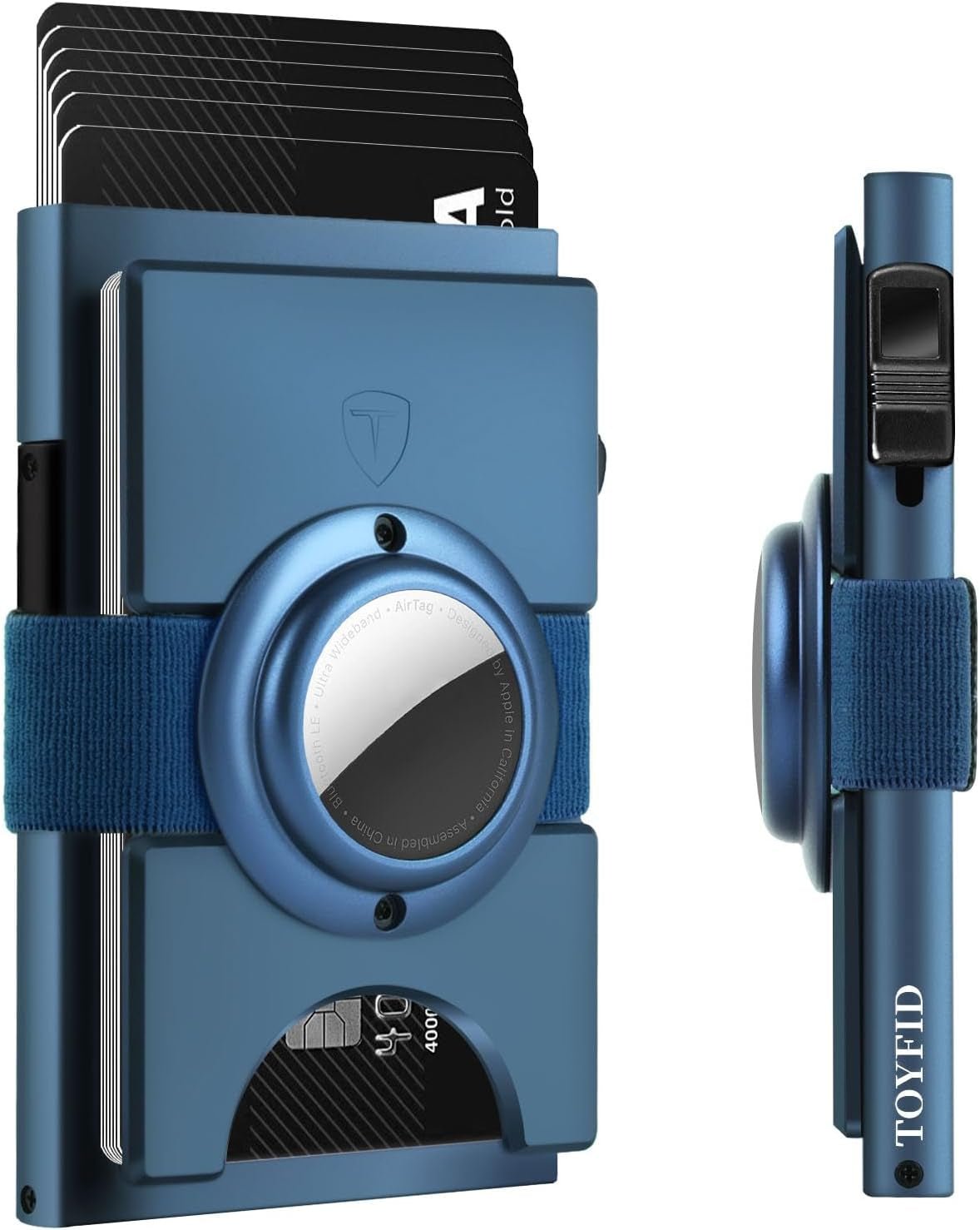 Minimalist Airtag Wallet for Men - Slim RFID Blocking Metal Card Holder with Pop - Up Mechanism, Holds 12+ Cards - Abbycart