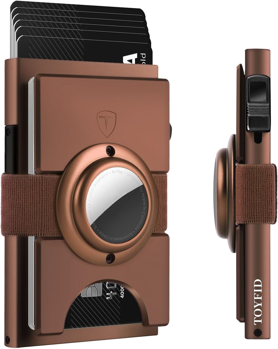 Minimalist Airtag Wallet for Men - Slim RFID Blocking Metal Card Holder with Pop - Up Mechanism, Holds 12+ Cards - Abbycart