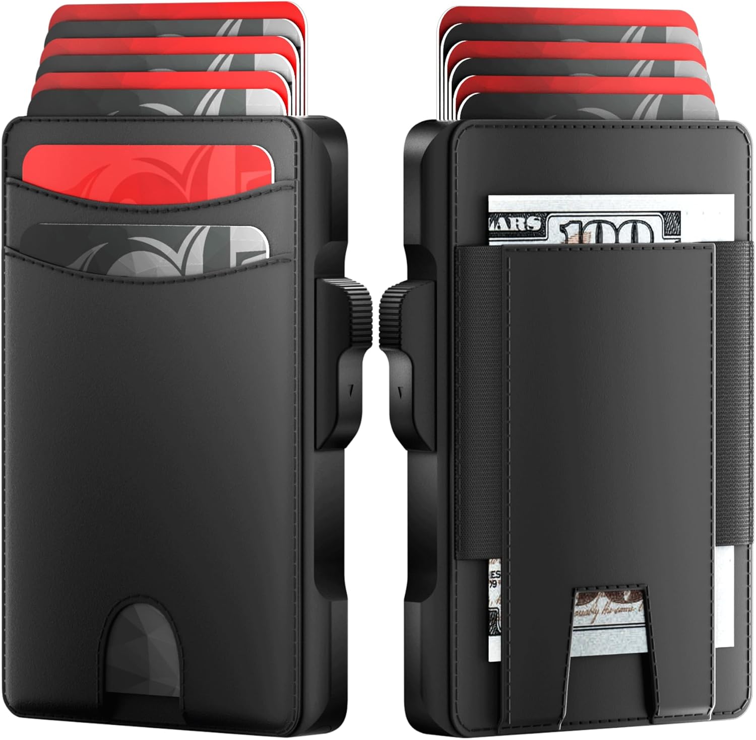 Minimalist Men's RFID Blocking Pop - Up Leather Wallet – Slim Card Holder with Money Clip and ID Window - Abbycart