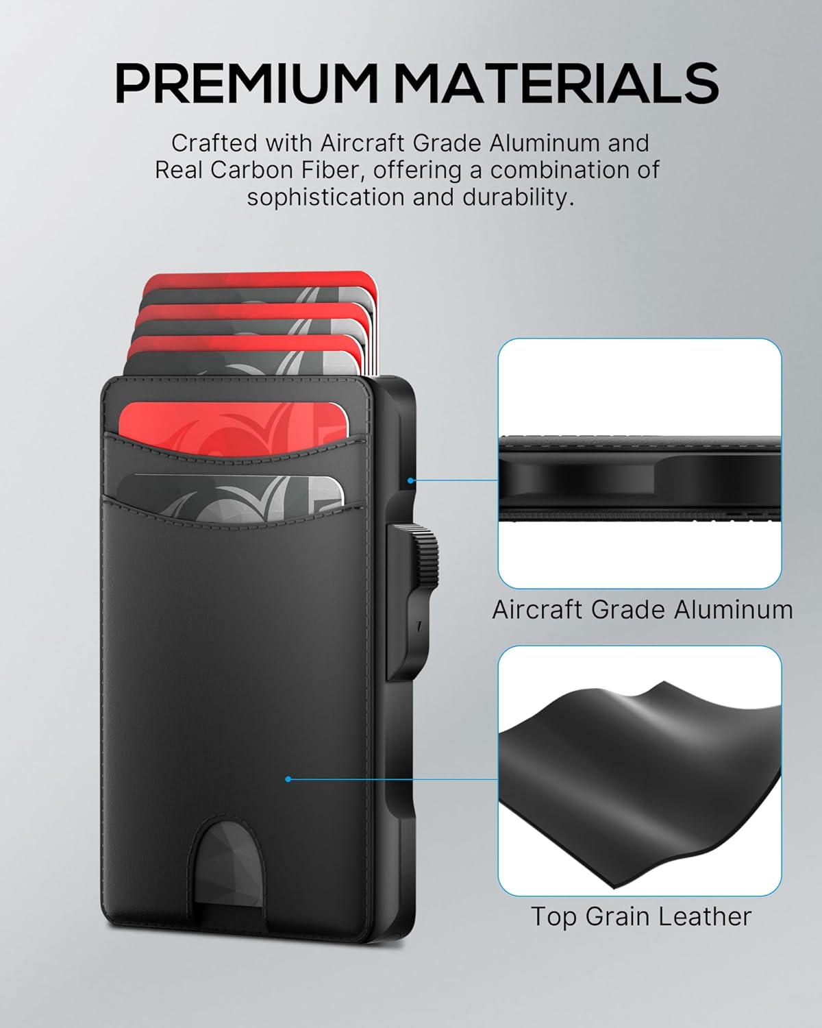 Minimalist Men's RFID Blocking Pop - Up Leather Wallet – Slim Card Holder with Money Clip and ID Window - Abbycart