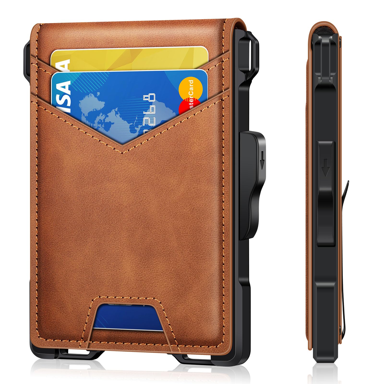 Minimalist Men's Wallet with Money Clip – Slim, RFID Blocking, Pop - Up Card Holder - Abbycart