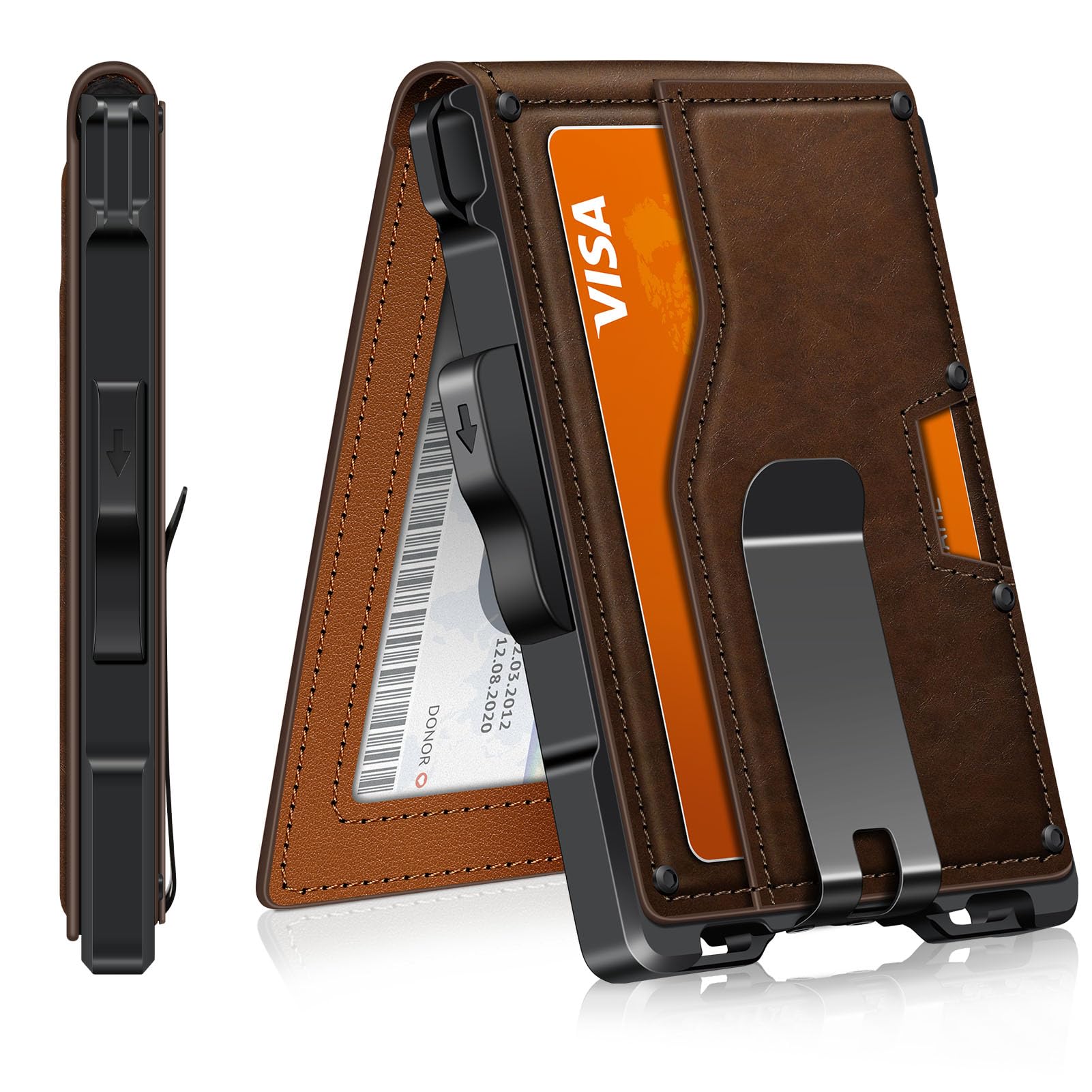 Minimalist Men's Wallet with Money Clip – Slim, RFID Blocking, Pop - Up Card Holder - Abbycart