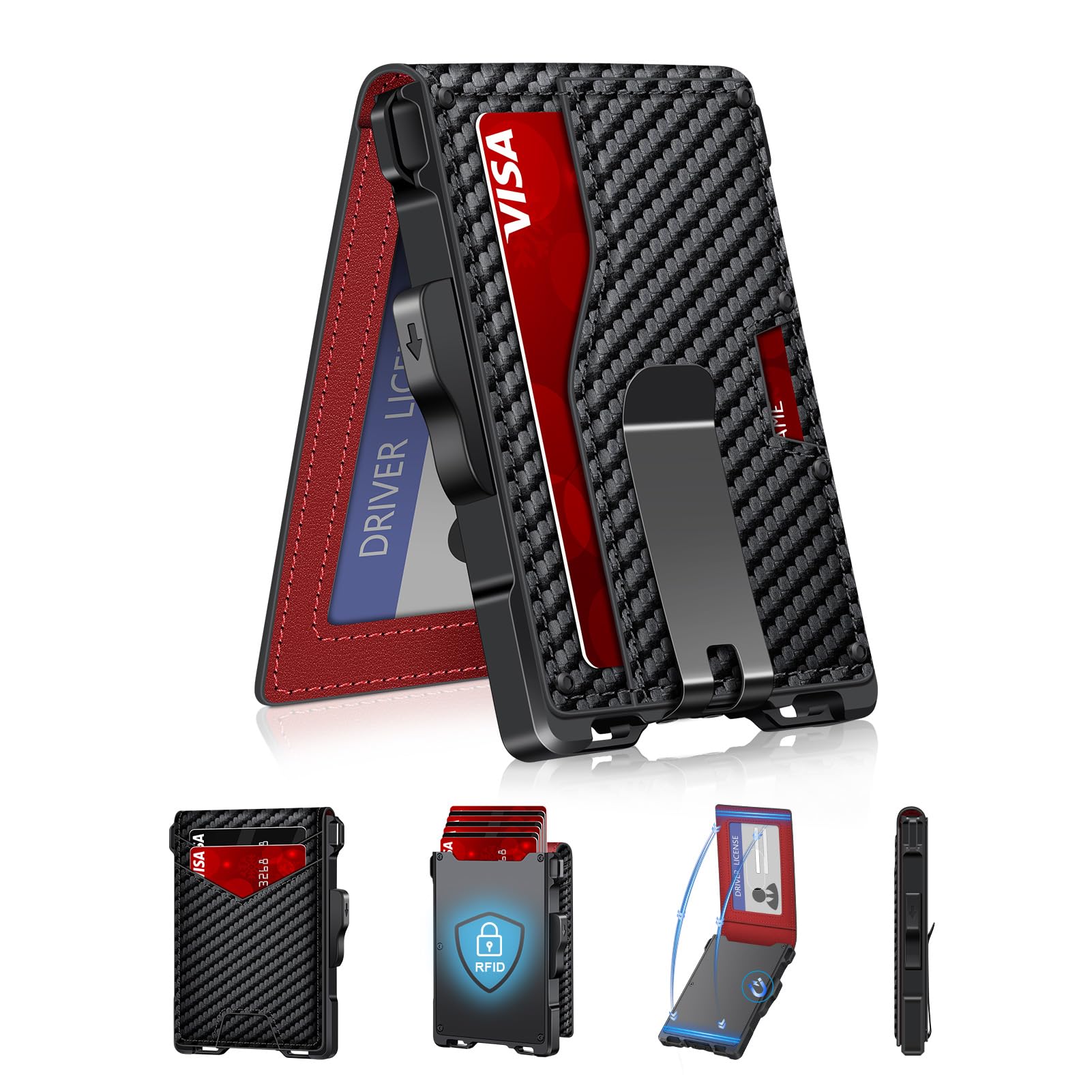 Minimalist Men's Wallet with Money Clip – Slim, RFID Blocking, Pop - Up Card Holder - Abbycart