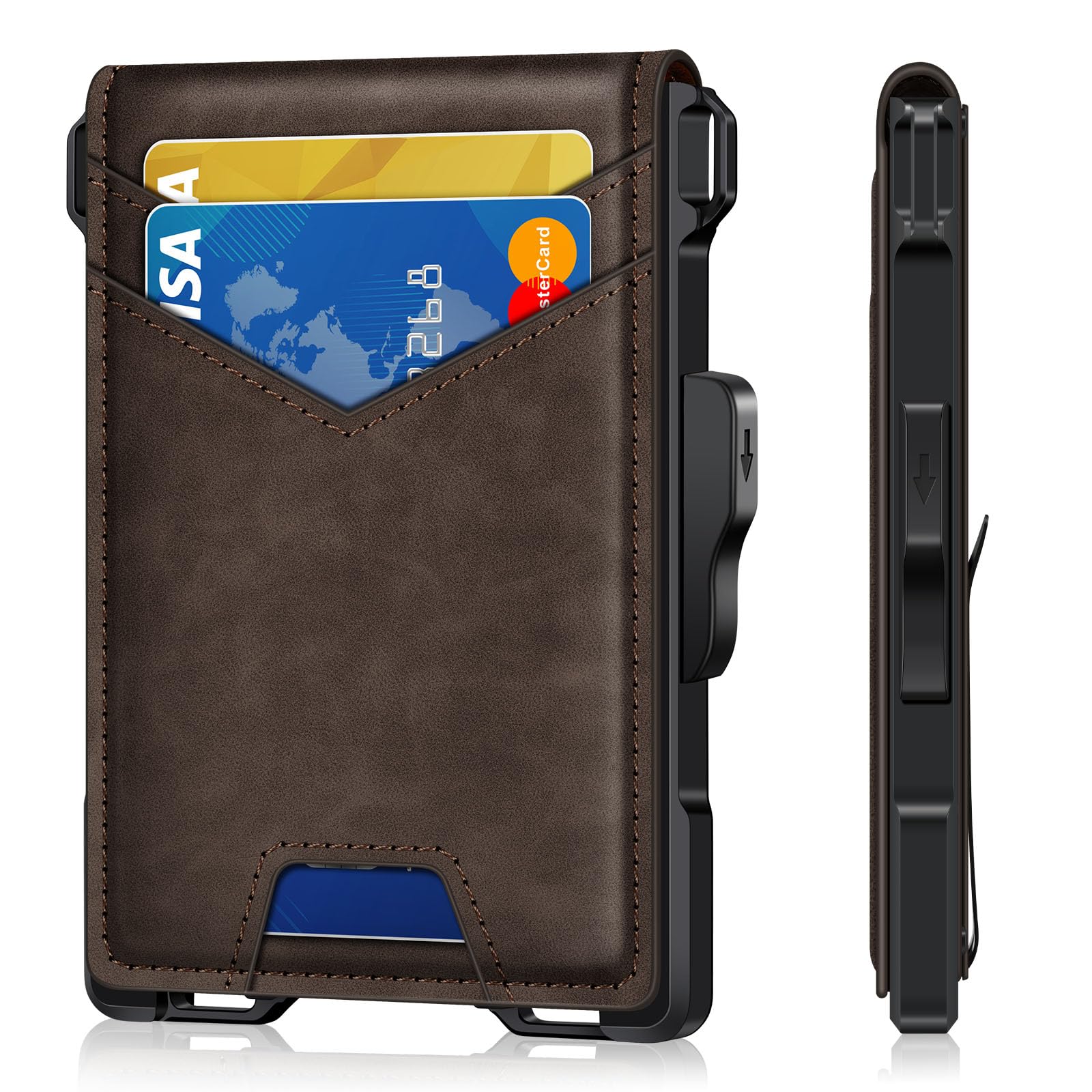 Minimalist Men's Wallet with Money Clip – Slim, RFID Blocking, Pop - Up Card Holder - Abbycart