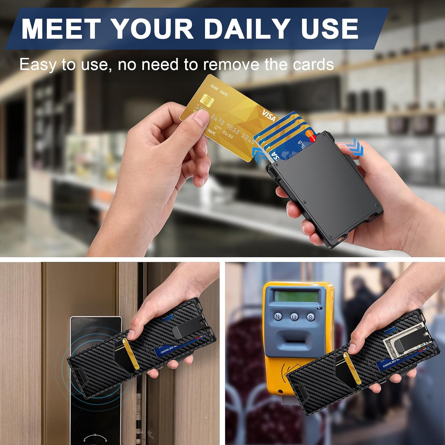 Minimalist Men's Wallet with Money Clip – Slim, RFID Blocking, Pop - Up Card Holder - Abbycart