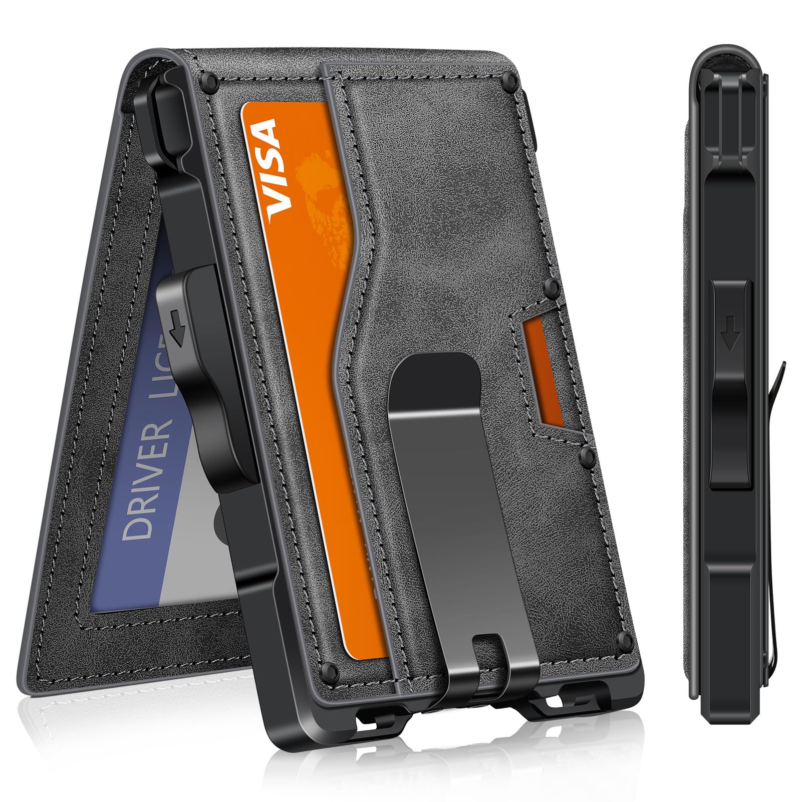 Minimalist Men's Wallet with Money Clip – Slim, RFID Blocking, Pop - Up Card Holder - Abbycart