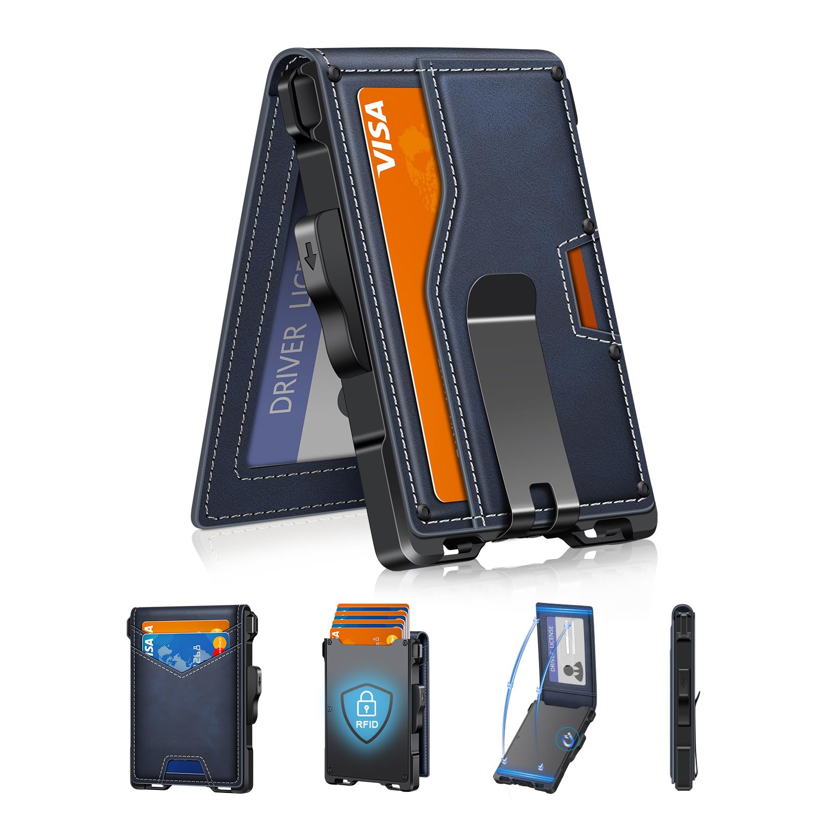 Minimalist Men's Wallet with Money Clip – Slim, RFID Blocking, Pop - Up Card Holder - Abbycart